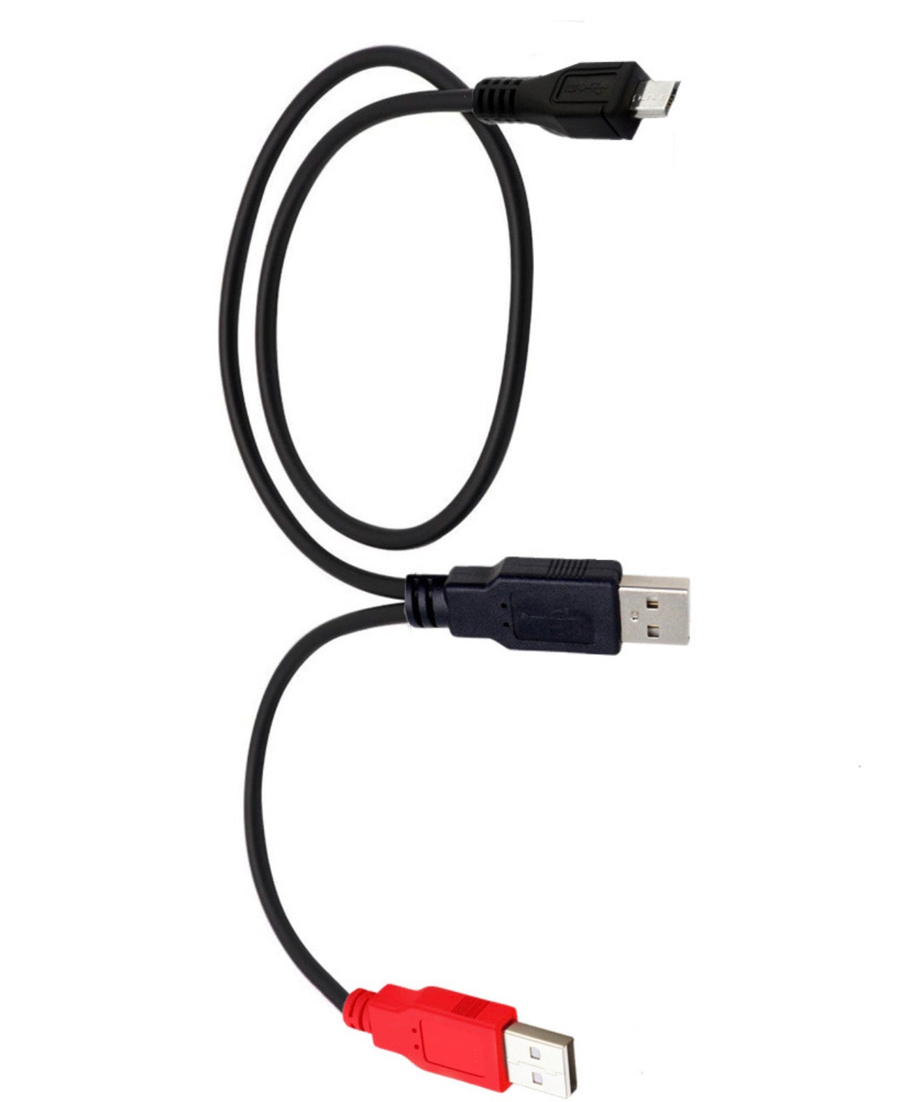 Micro B Male to Dual USB 2.0 A Male Y Splitter Cable For External Hard Drive 0.8m