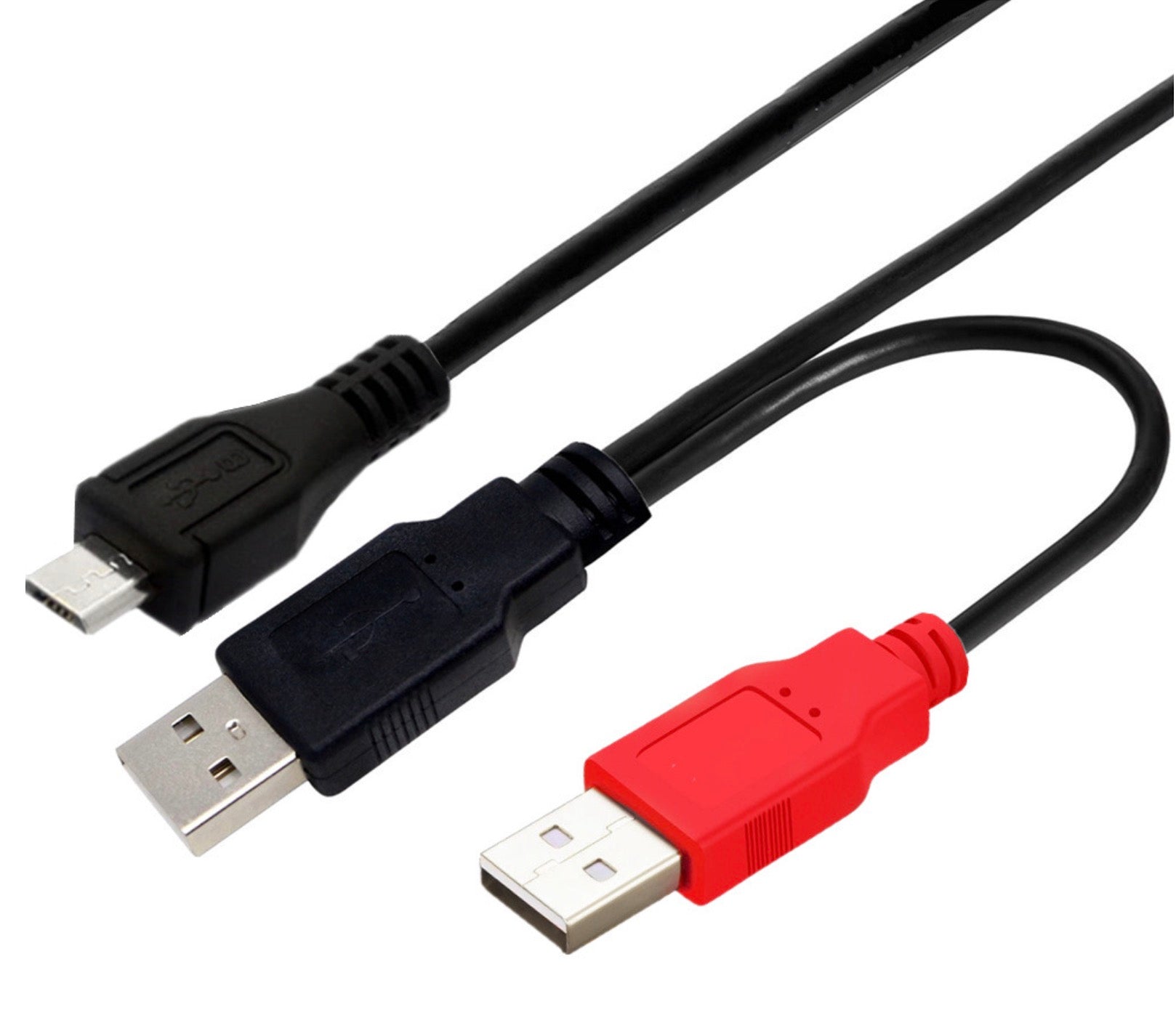 Micro B Male to Dual USB 2.0 A Male Y Splitter Cable For External Hard Drive 0.8m