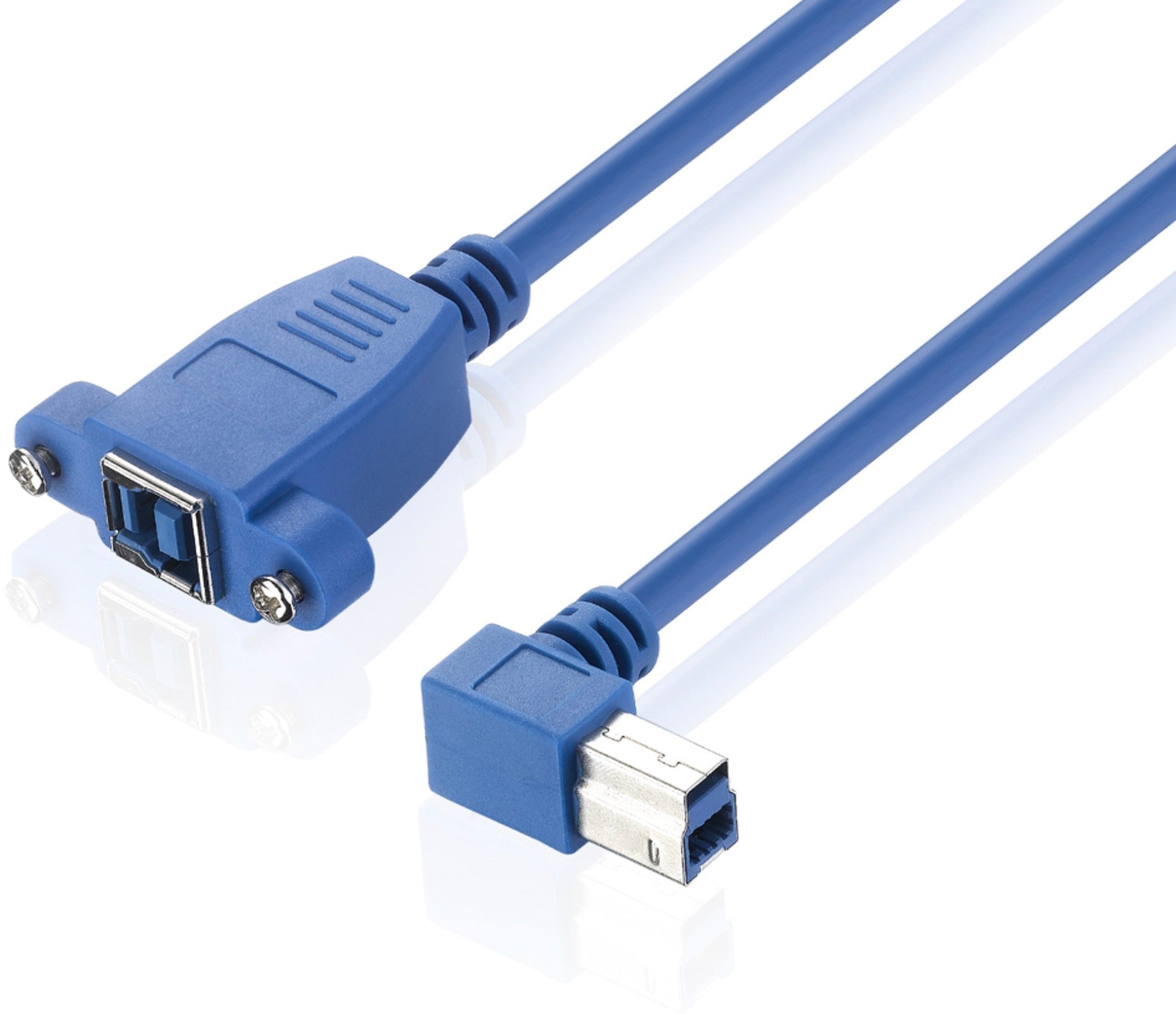 USB 3.0 Type B Angled Male to Female Printer Extension Cable with Panel Mount 50cm