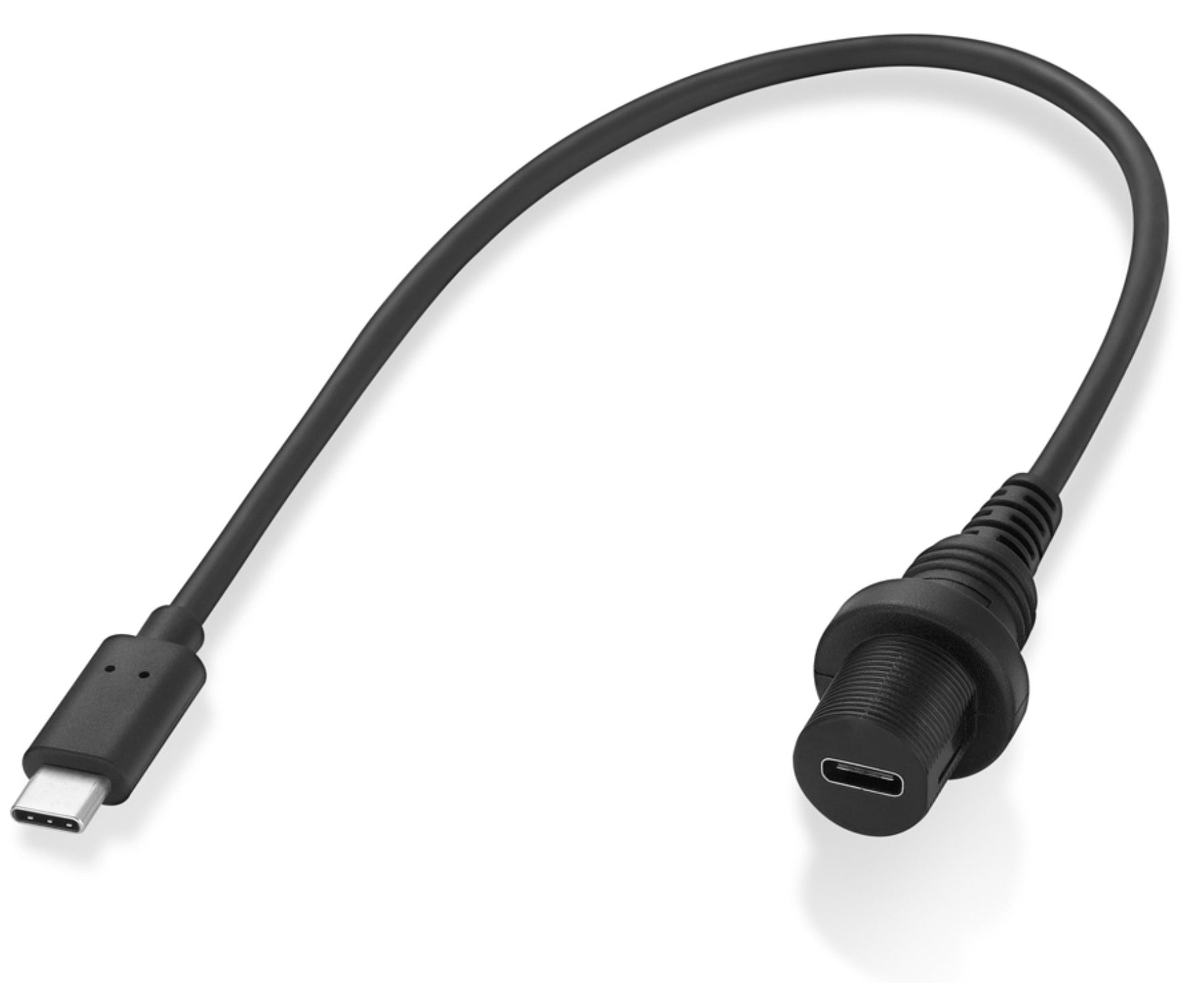 USB-C Male to Female Dashboard Flush Panel Mount Extension Cable For Car Truck Boat Motorcycle 0.3m