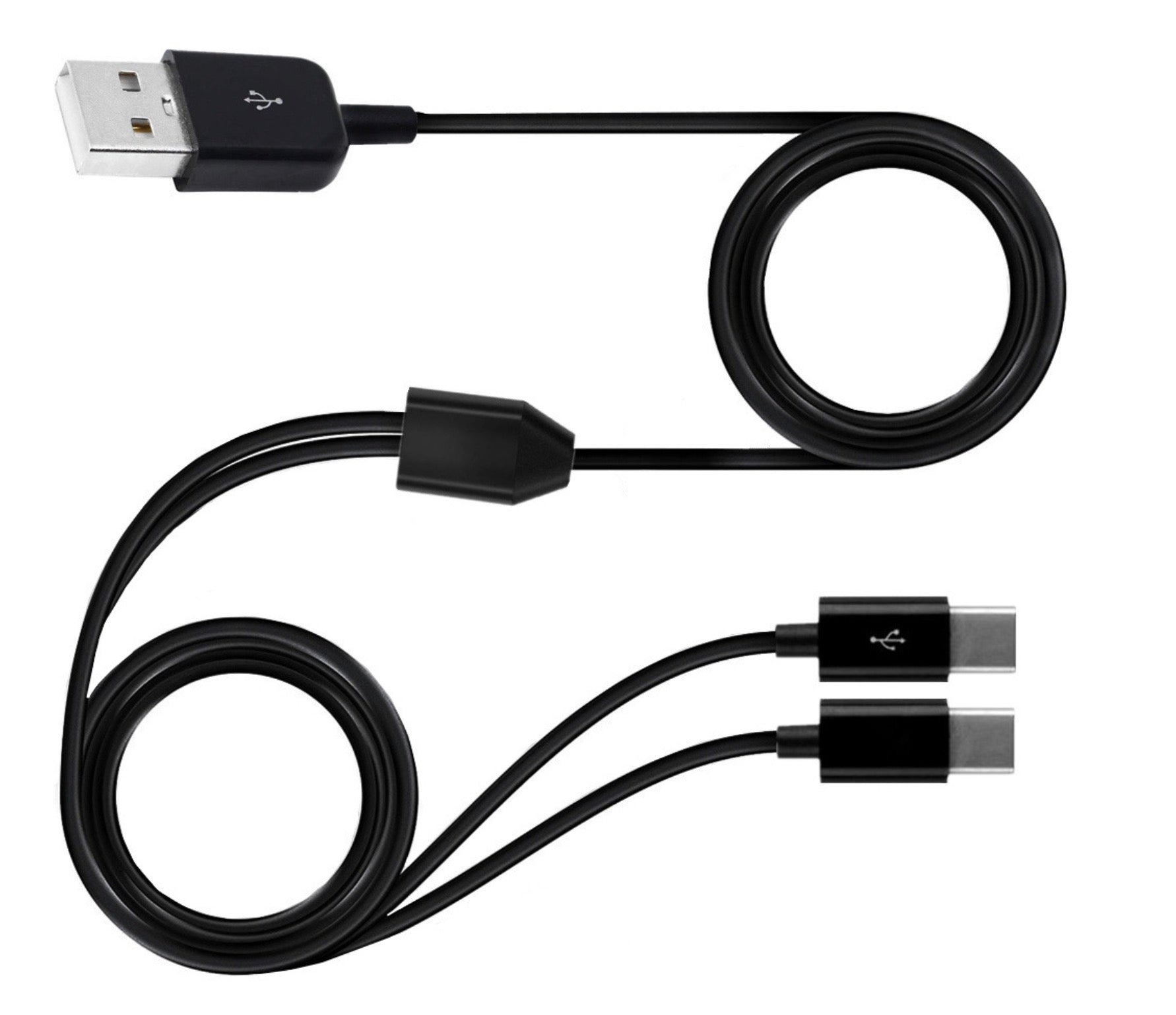 USB 2.0 Type-A Male to Dual USB-C Male Splitter Cable – Y Adapter for Data Sync & Charging