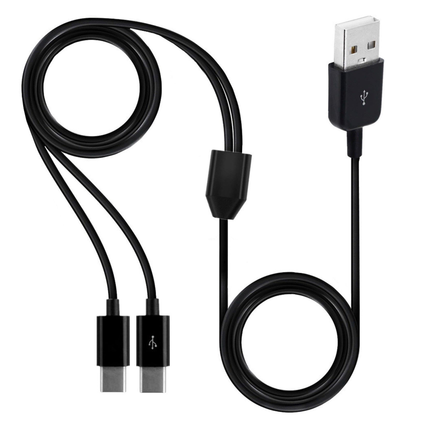 USB 2.0 Type-A Male to Dual USB-C Male Splitter Cable – Y Adapter for Data Sync & Charging