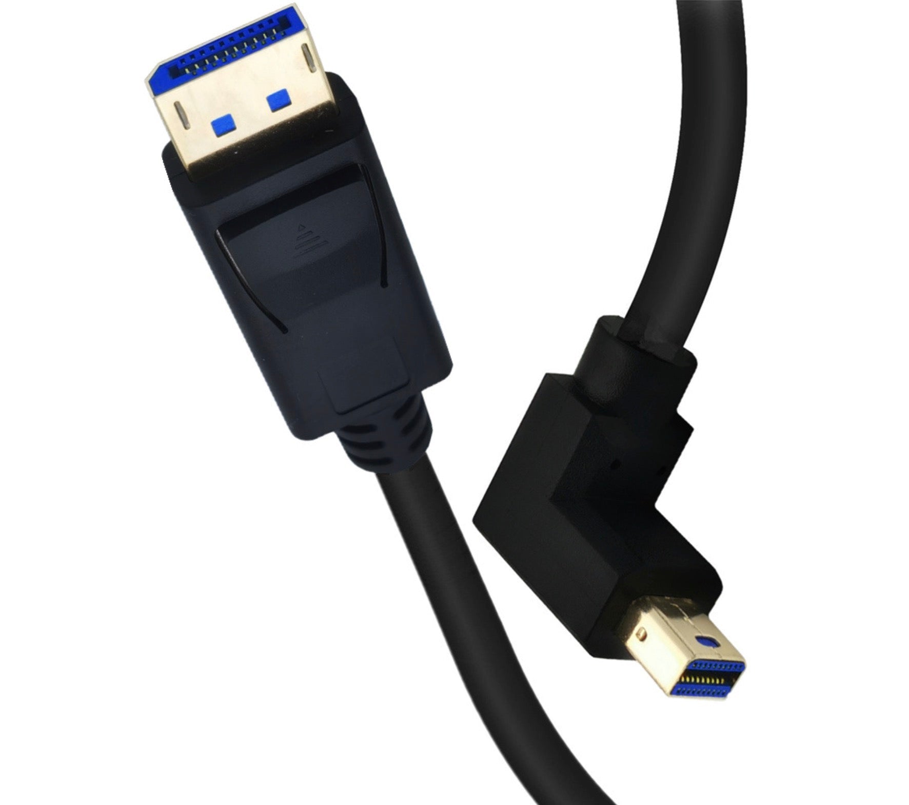 Mini DisplayPort angled connector close up DisplayPort cable