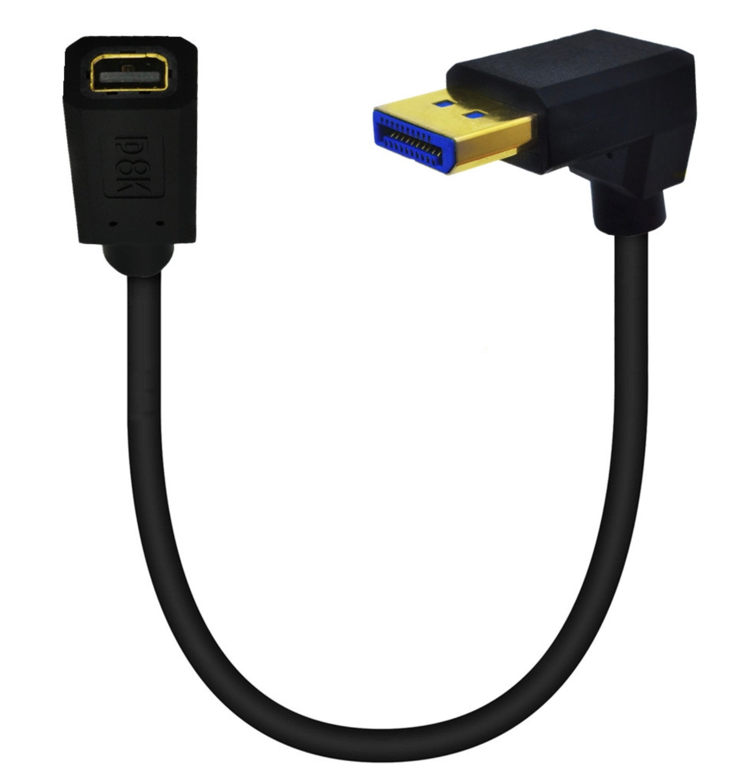 8K DisplayPort 1.4 Male to Mini DisplayPort Female Extension Cable 0.3m