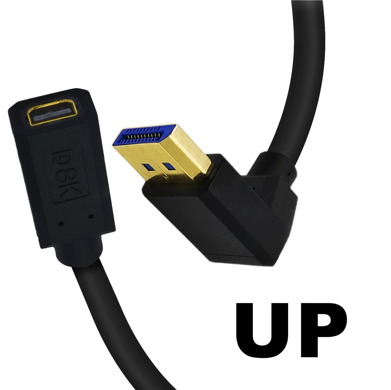 8K DisplayPort 1.4 Male to Mini DisplayPort Female Extension Cable 0.3m