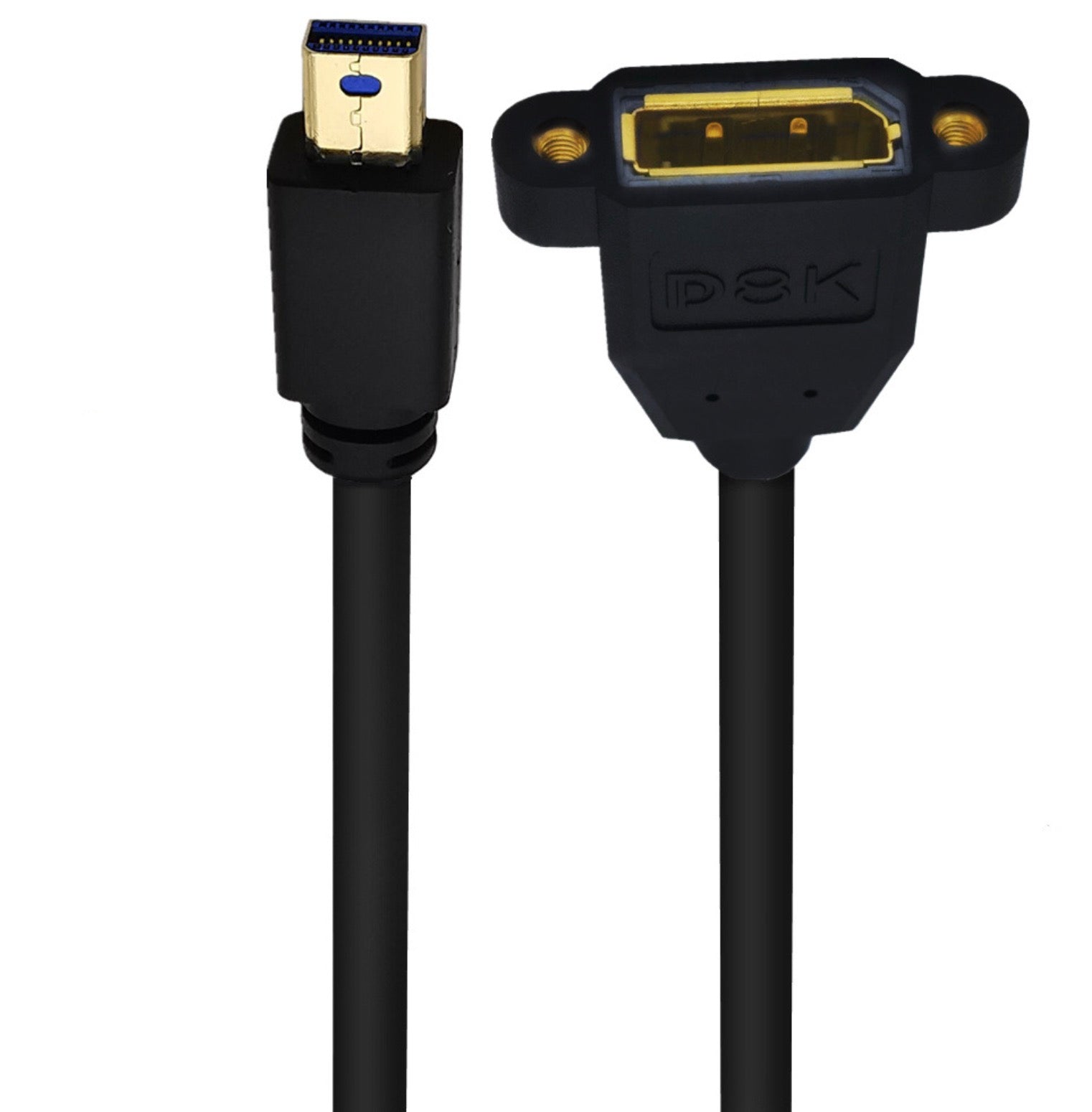8K Mini DisplayPort 1.4 Male to DisplayPort Female Panel Mount Extension Cable
