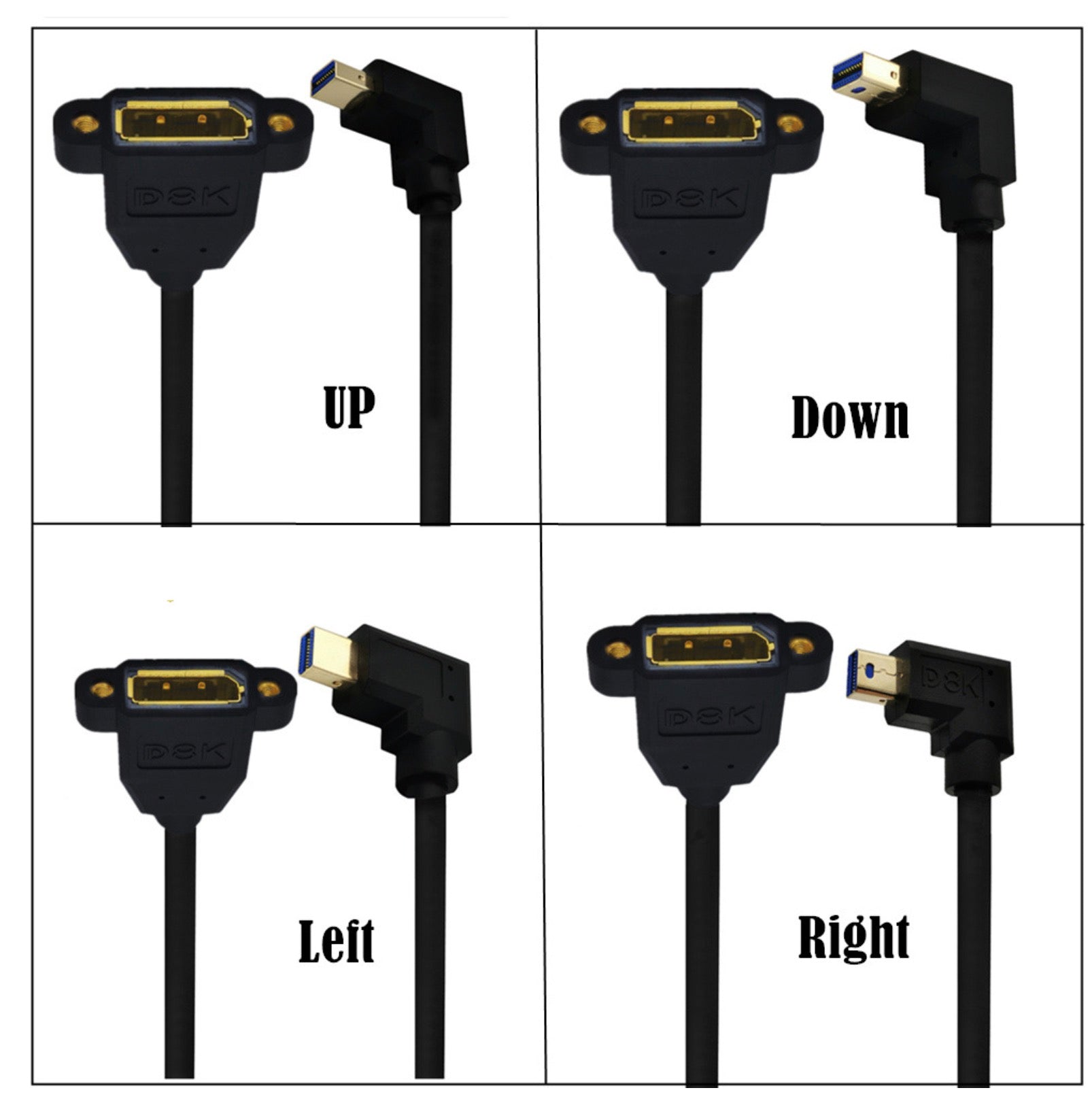 8K Mini DisplayPort 1.4 Male to DisplayPort Female Panel Mount Extension Cable