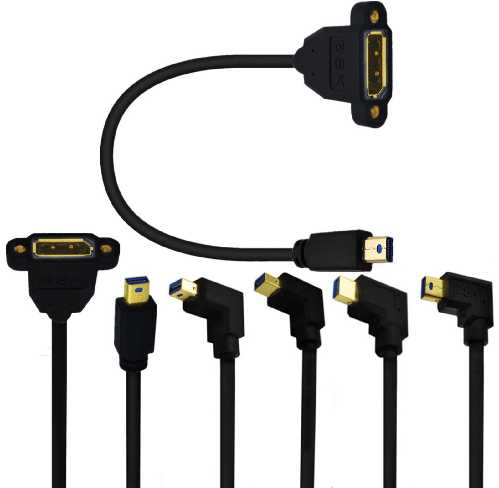 8K Mini DisplayPort 1.4 Male to DisplayPort Female Panel Mount Extension Cable