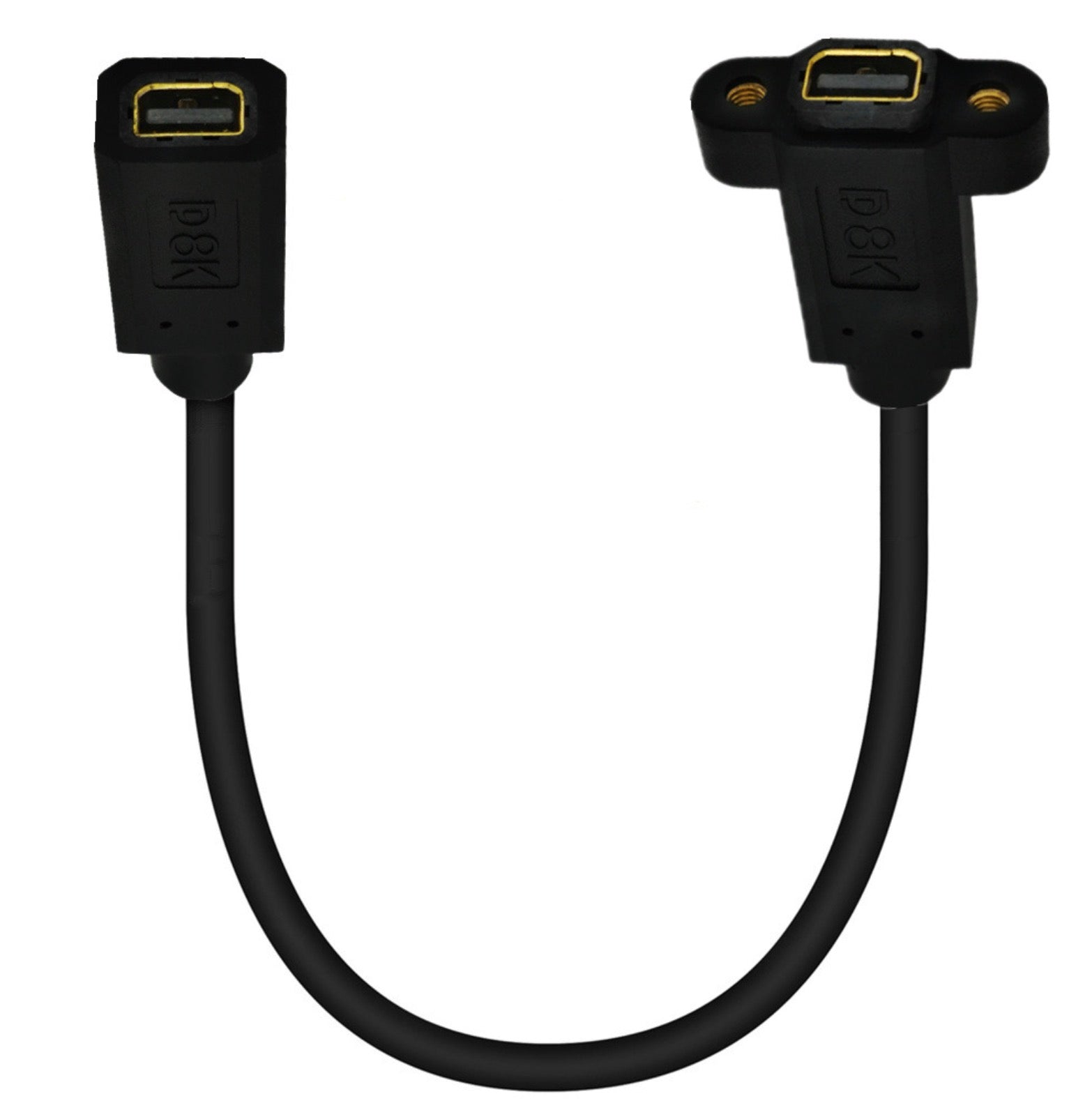 8K Mini DisplayPort 1.4 Female to Female Panel Mount Extension Cable 30cm