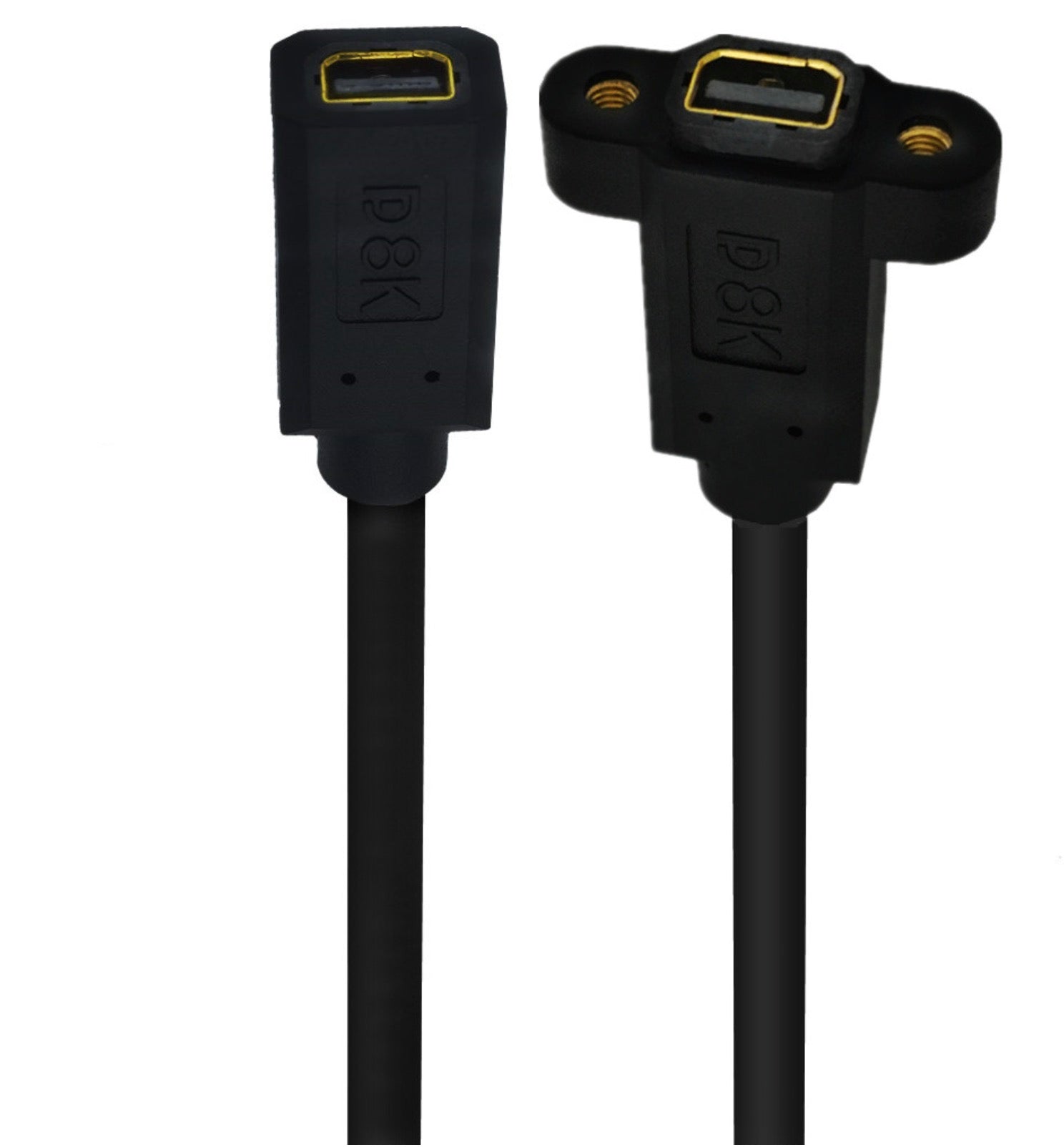 8K Mini DisplayPort 1.4 Female to Female Panel Mount Extension Cable 30cm