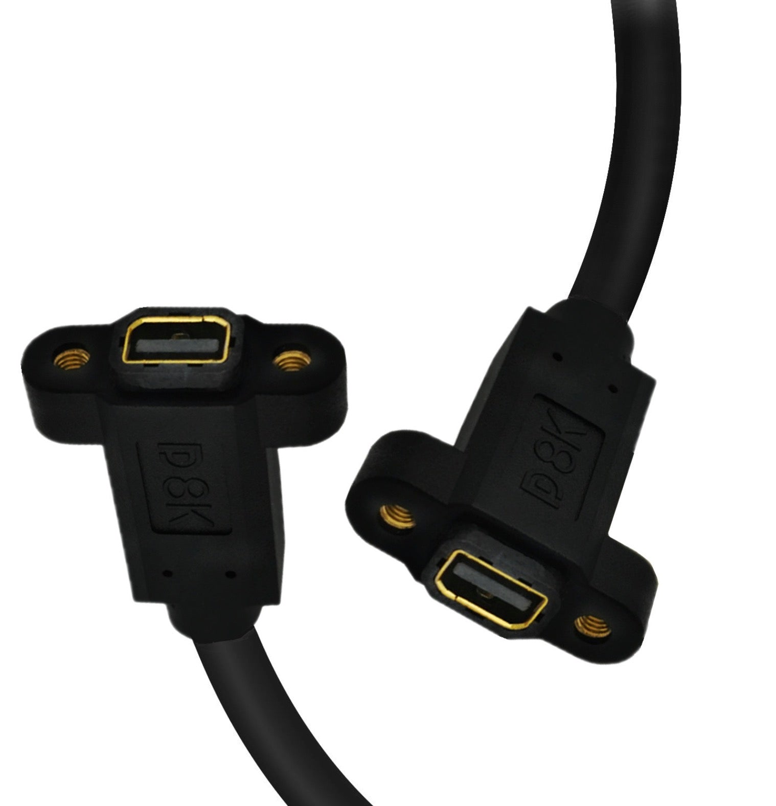 8K Mini DisplayPort 1.4 Female Panel Mount toFemale Panel Mount Extension Cable 30cm