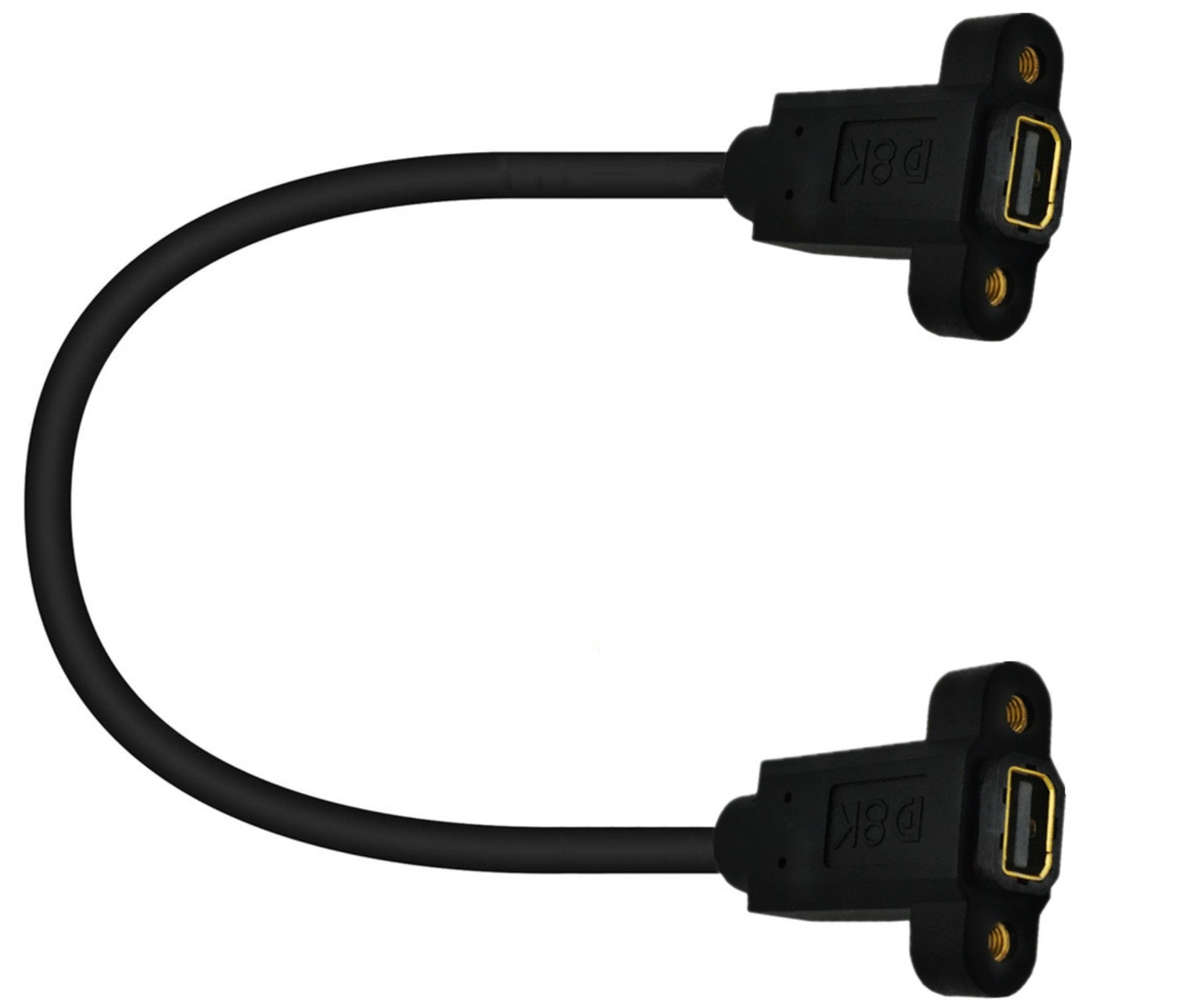 8K Mini DisplayPort 1.4 Female Panel Mount toFemale Panel Mount Extension Cable 30cm