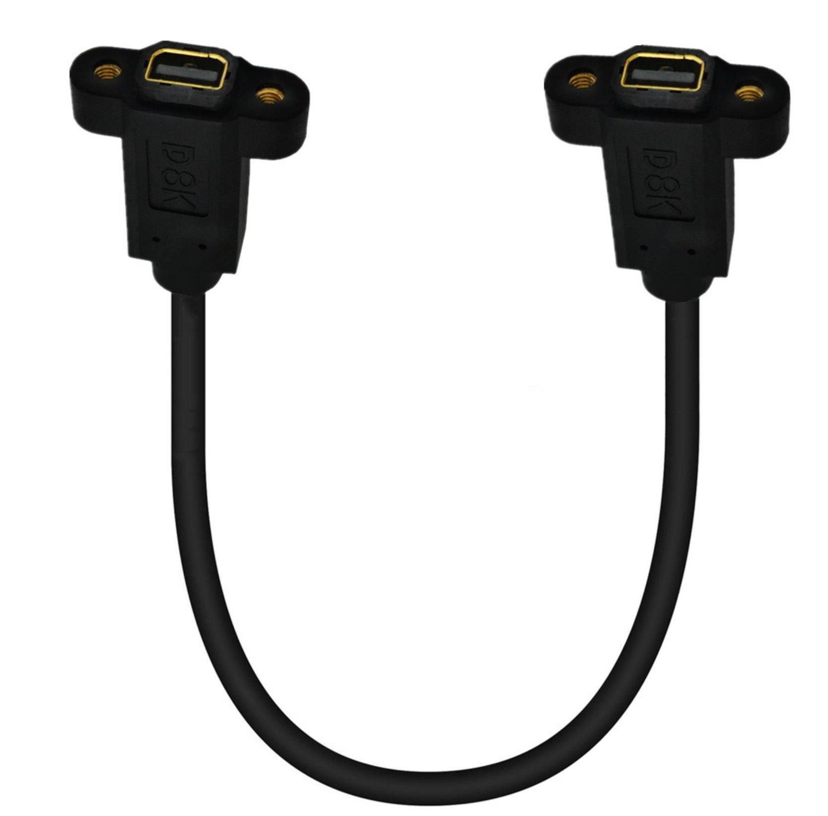 8K Mini DisplayPort 1.4 Female Panel Mount toFemale Panel Mount Extension Cable 30cm