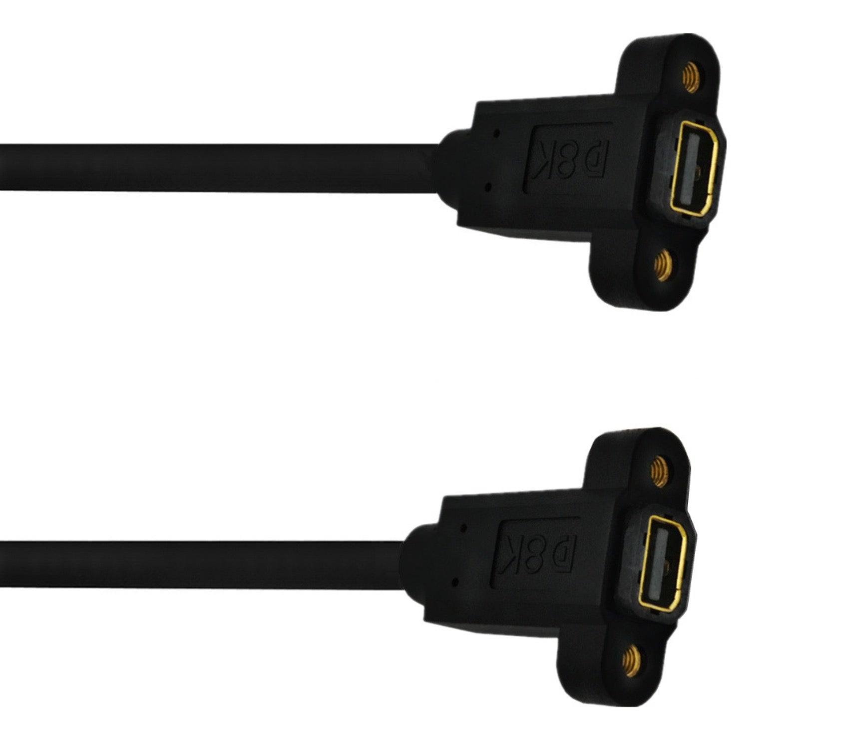 8K Mini DisplayPort 1.4 Female Panel Mount toFemale Panel Mount Extension Cable 30cm