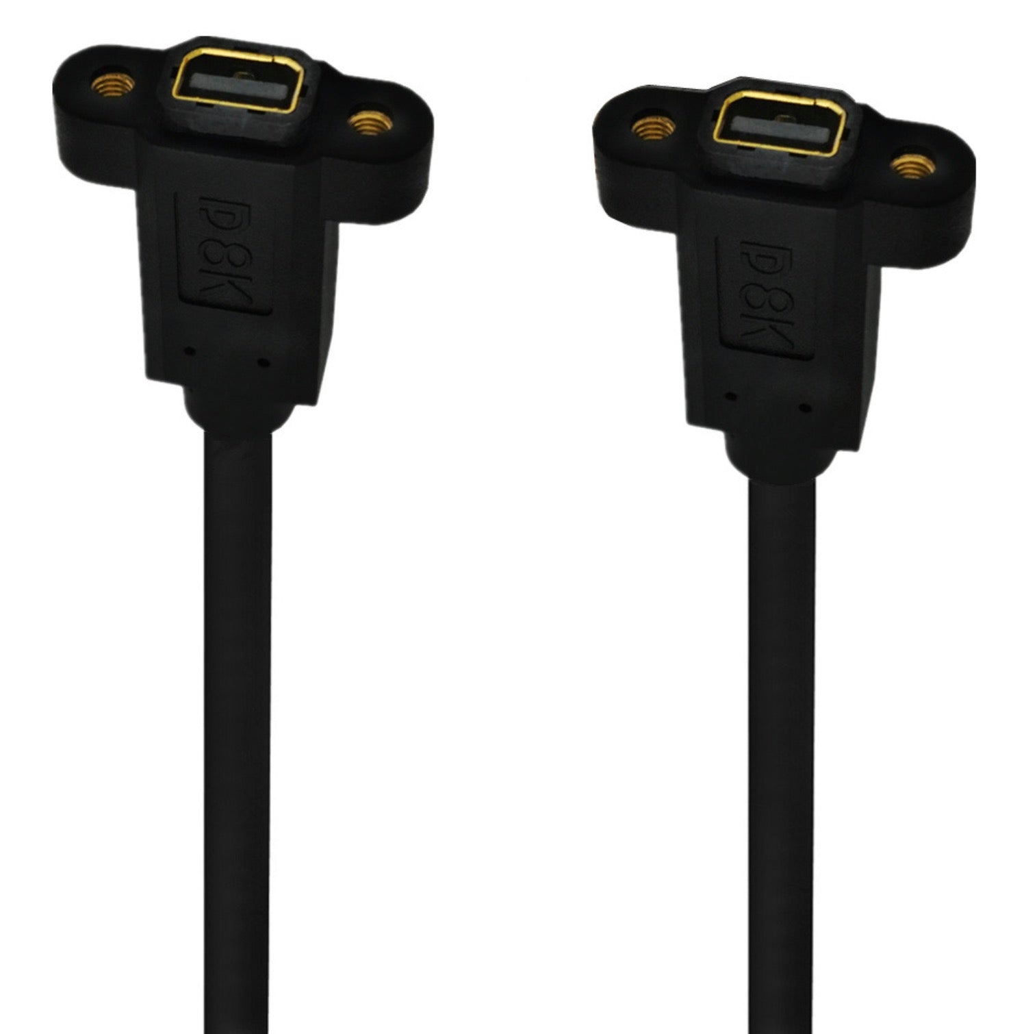 8K Mini DisplayPort 1.4 Female Panel Mount toFemale Panel Mount Extension Cable 30cm