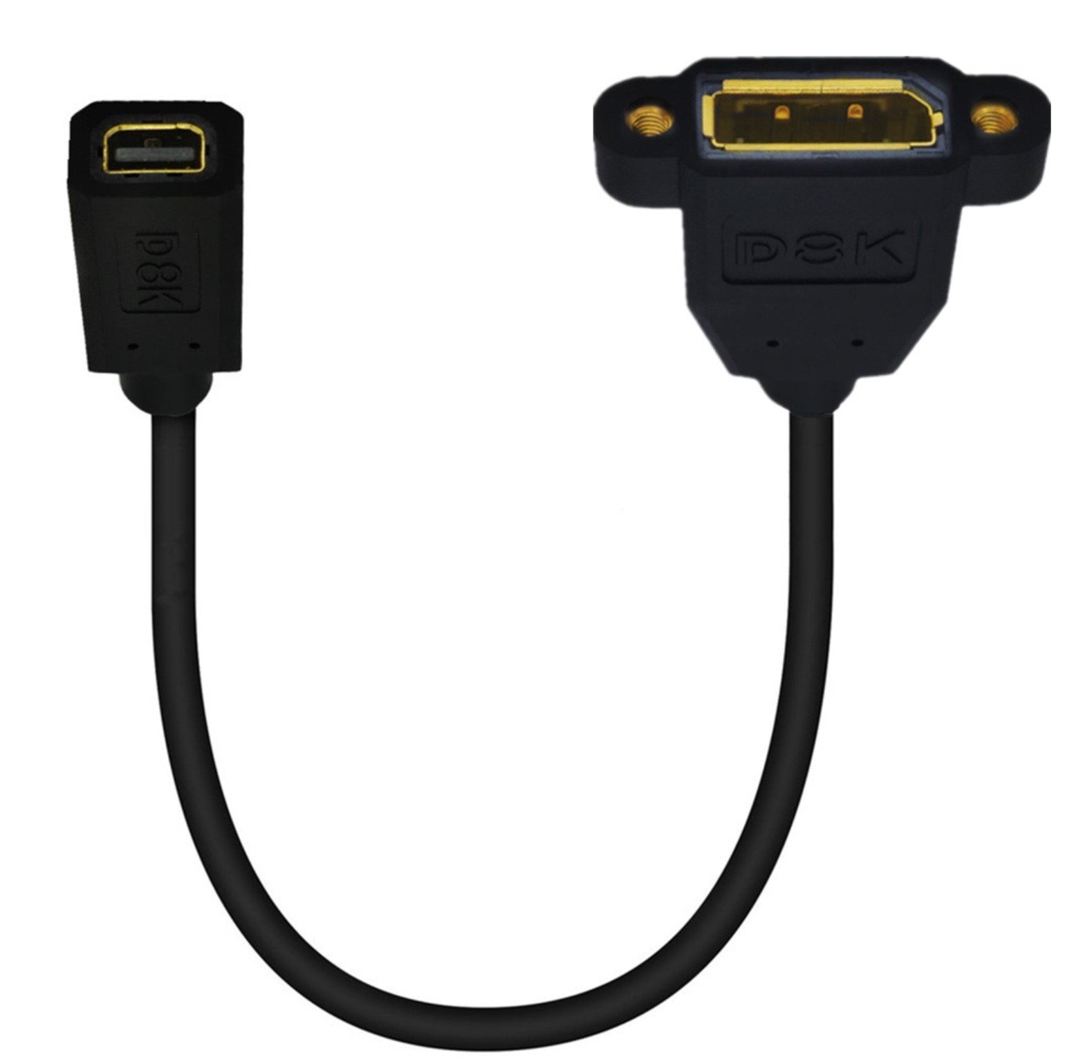 8K DisplayPort 1.4 Female Panel Mount to Mini DisplayPort Female Extension Cable 30cm