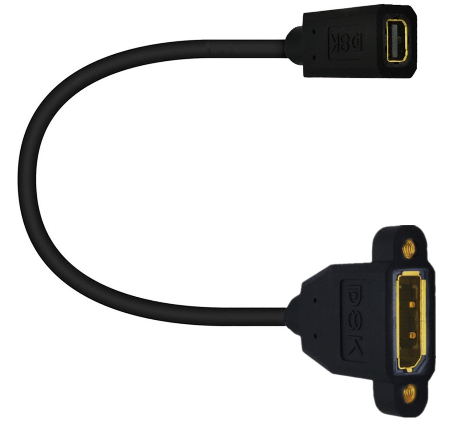 8K DisplayPort 1.4 Female Panel Mount to Mini DisplayPort Female Extension Cable 30cm