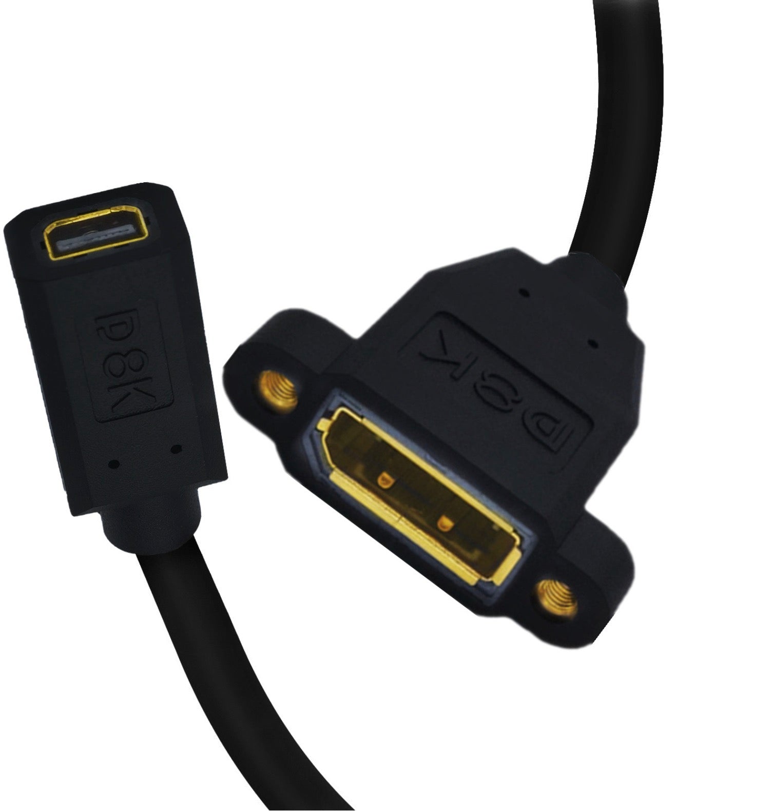 8K DisplayPort 1.4 Female Panel Mount to Mini DisplayPort Female Extension Cable 30cm