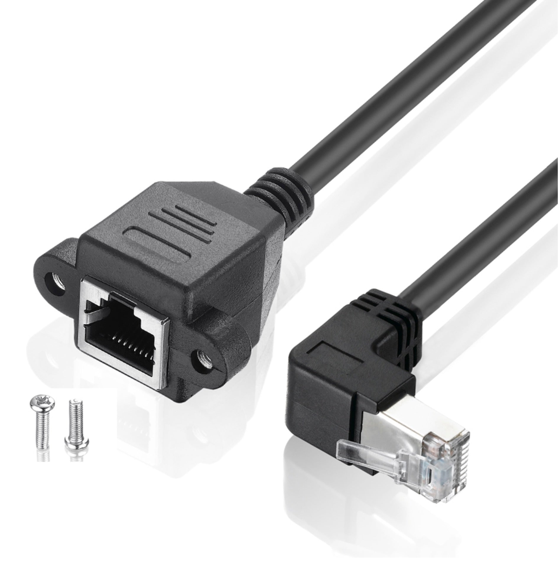 RJ45 Male to Female Ethernet Extension Cable – 1m Shielded CAT6/5e/5 Panel Mount LAN Extender