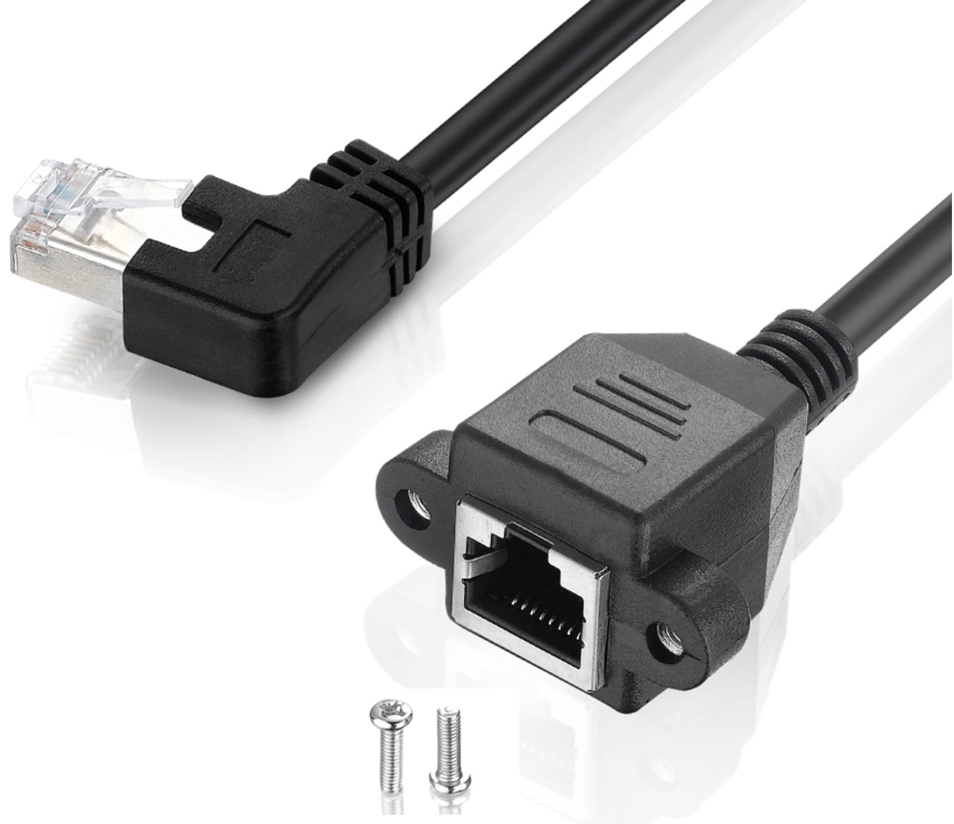 RJ45 Male to Female Ethernet Extension Cable – 1m Shielded CAT6/5e/5 Panel Mount LAN Extender