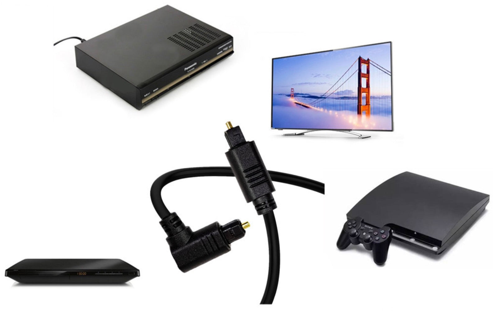 Toslink Optical Male to Male Angled Audio Cable for Sound Bars and Home Theatre Systems