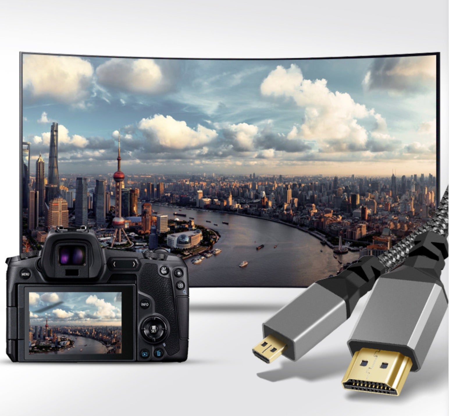 Micro HDMI to HDMI 2.0 Braided Video Monitor Cable 4K 60Hz