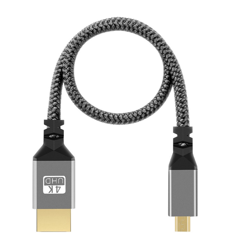 Micro HDMI to HDMI 2.0 Braided Video Cable 4K 60Hz 0.3m
