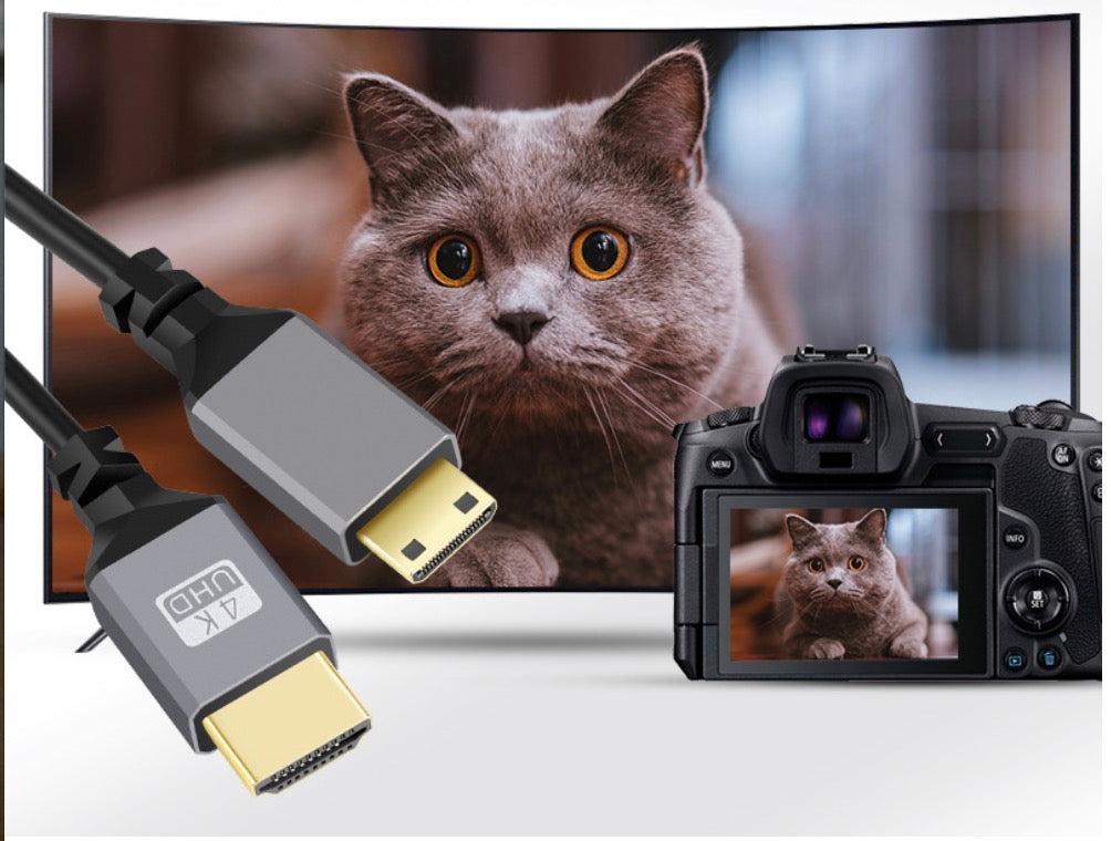 Mini HDMI Male to HDMI Male Coiled Video Cable | Extends to 2.4m