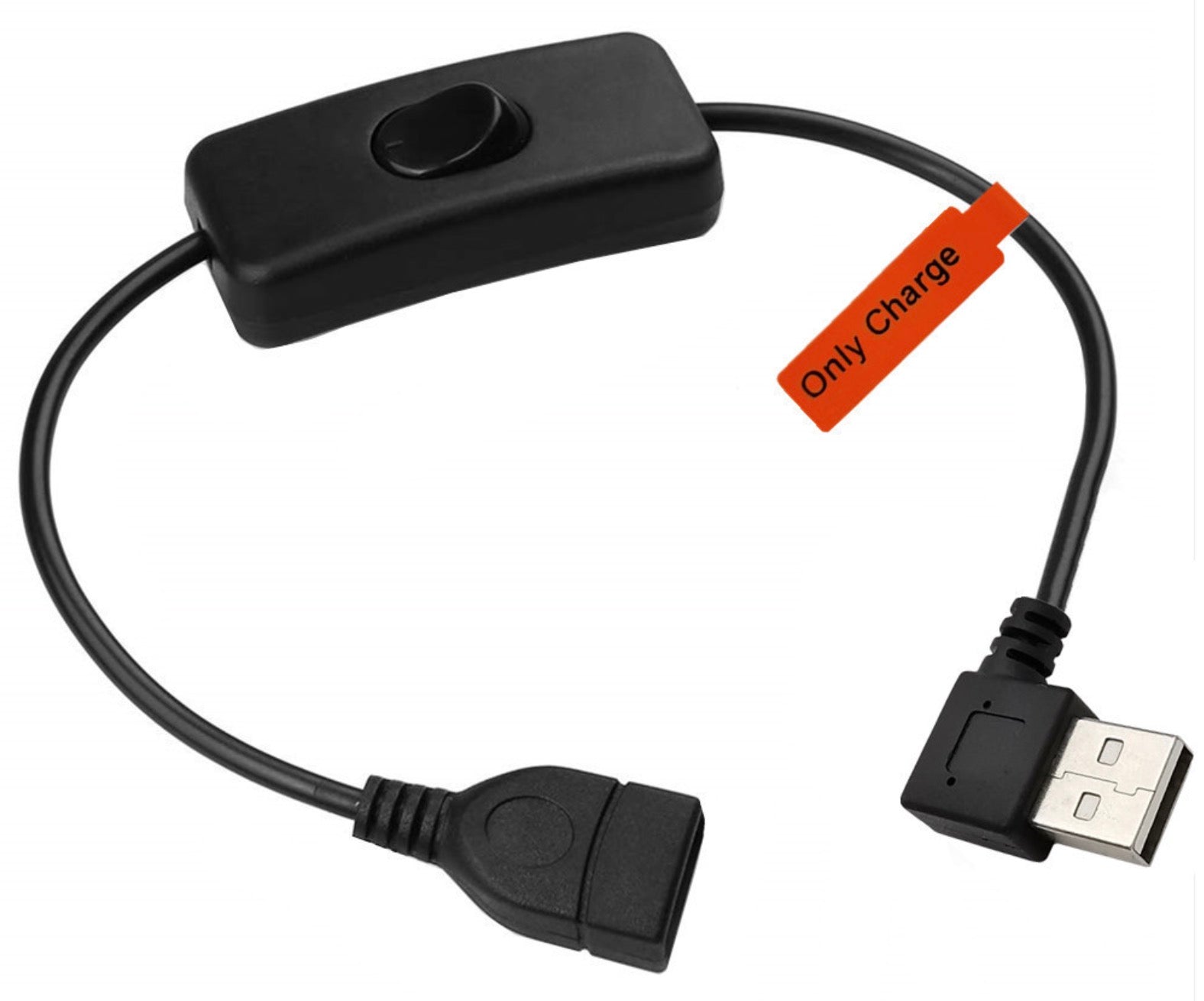 USB 2.0 A Male to Female 3A Charging Extension Cable with On/Off Switch 0.3m