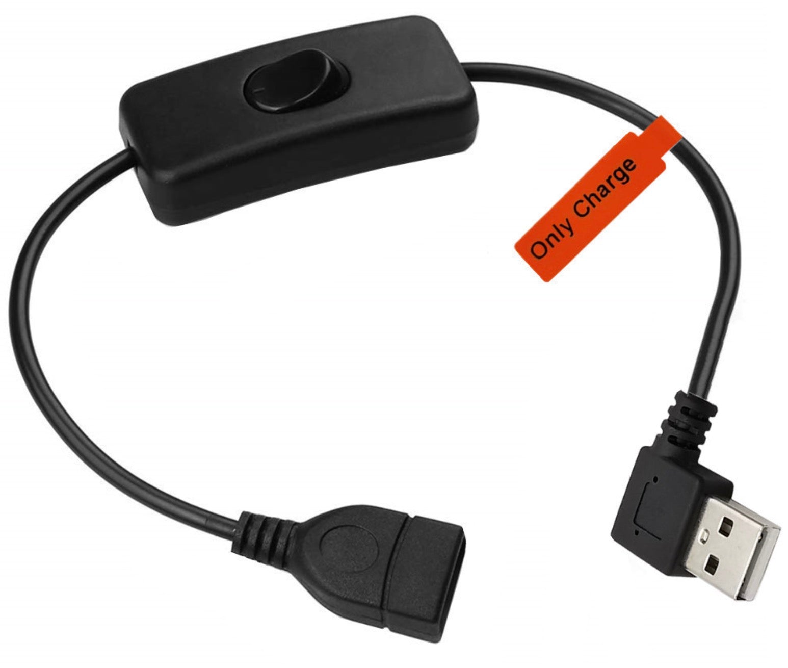 USB 2.0 A Male to Female 3A Charging Extension Cable with On/Off Switch 0.3m