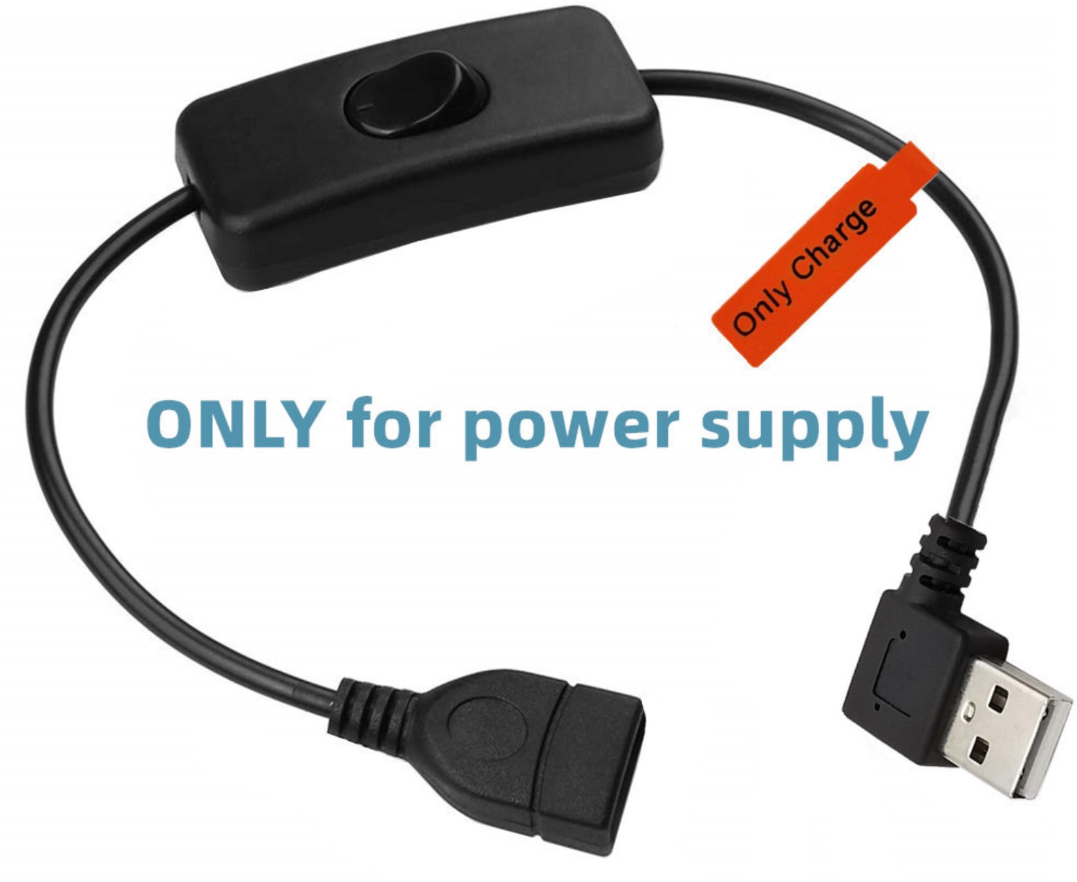 USB 2.0 A Male to Female 3A Charging Extension Cable with On/Off Switch 0.3m