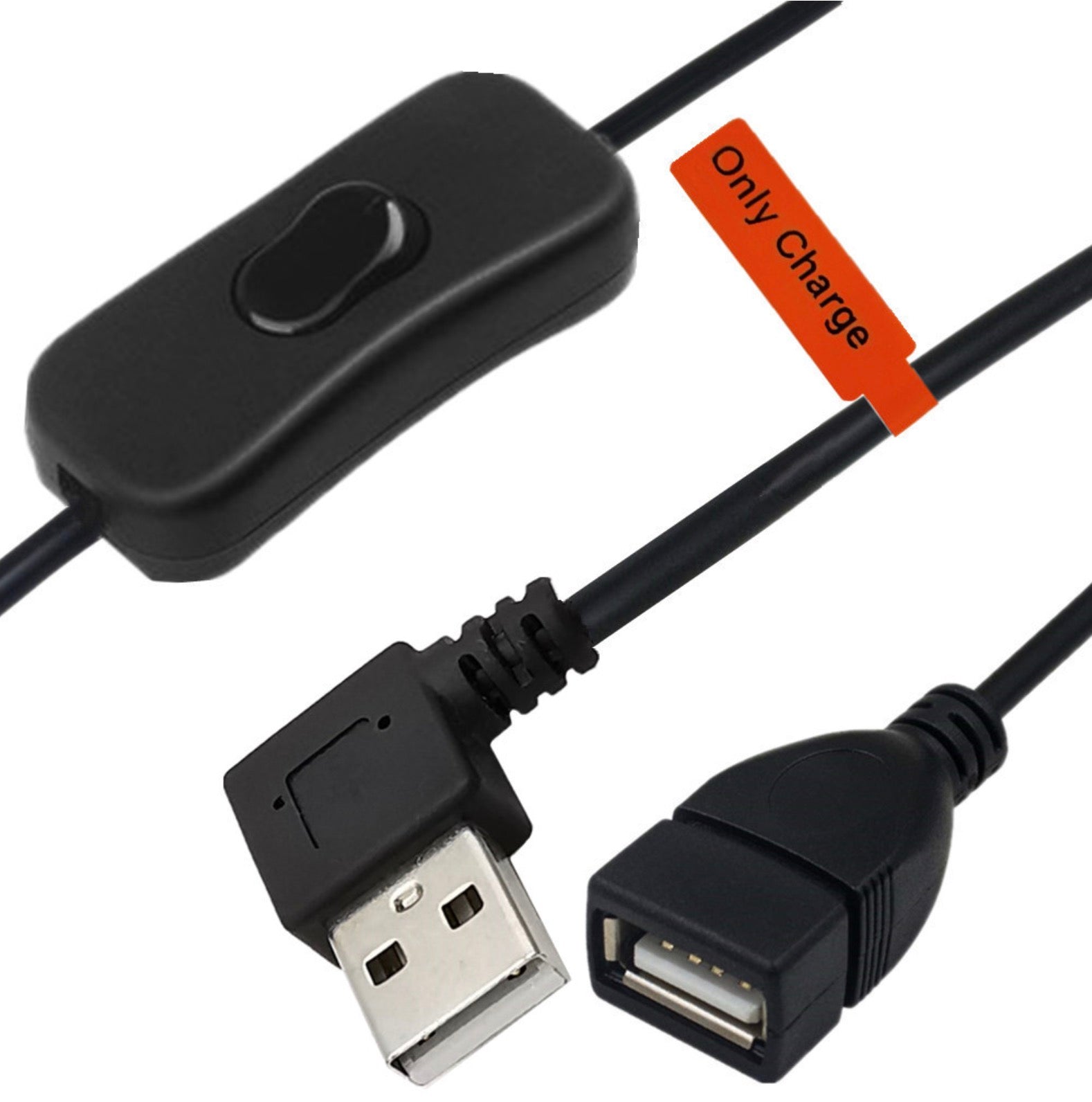 USB 2.0 A Male to Female 3A Charging Extension Cable with On/Off Switch 0.3m