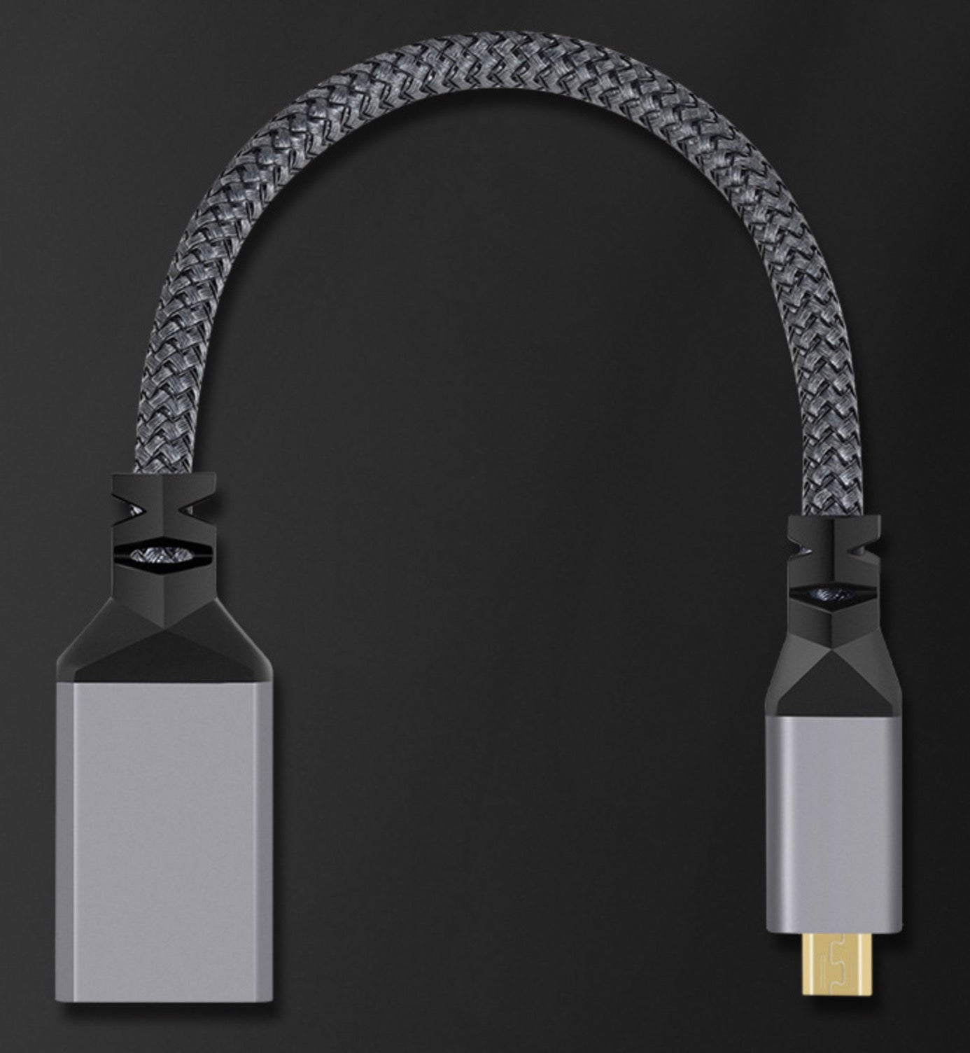 4K Micro HDMI Male to Standard HDMI-A Type Female Braided Cable 18Gbps 0.2m