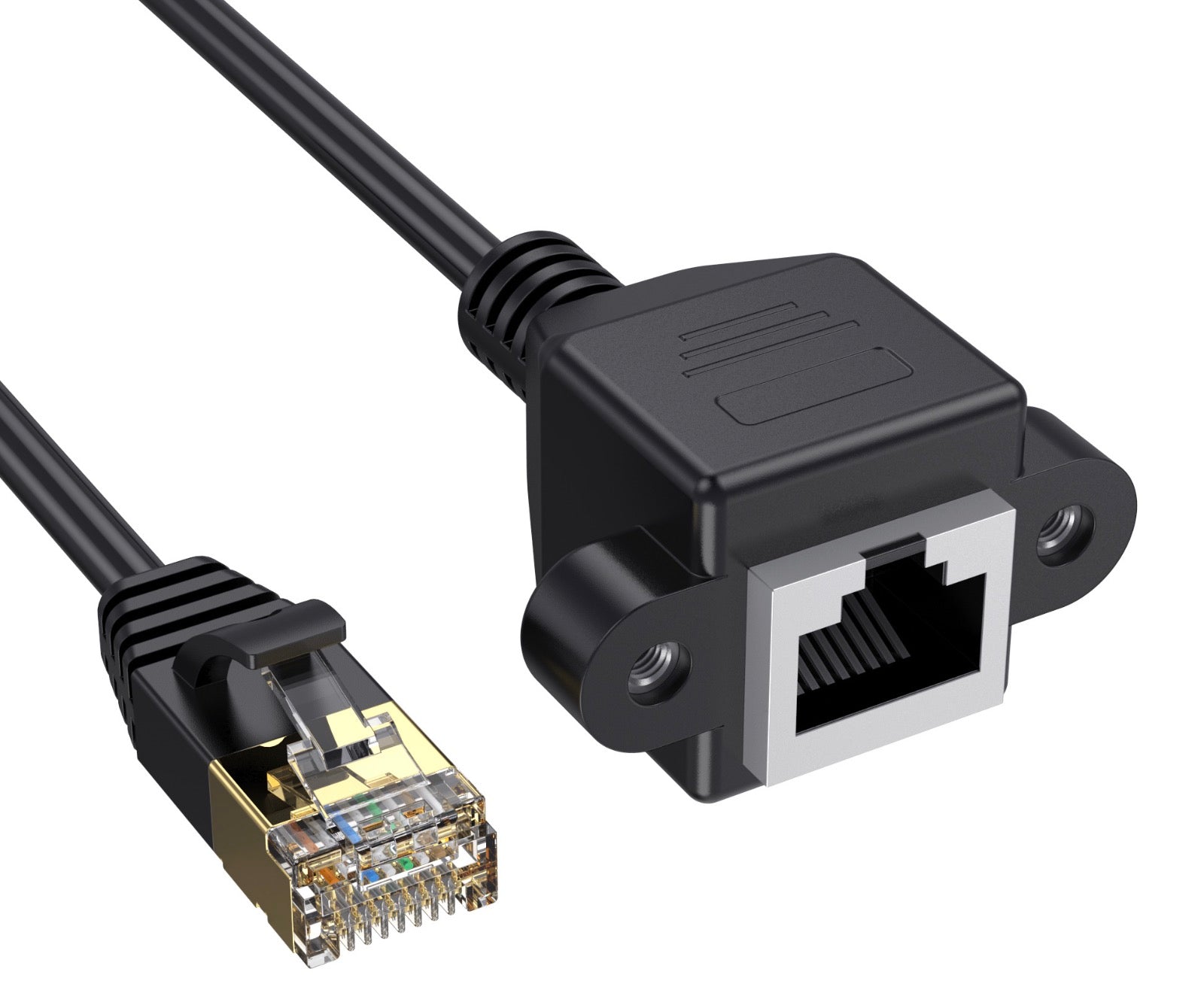 Cat 8 SuperSpeed 40 Gbps RJ45 Ethernet Network Extension Cable Male to Female Panel Mount