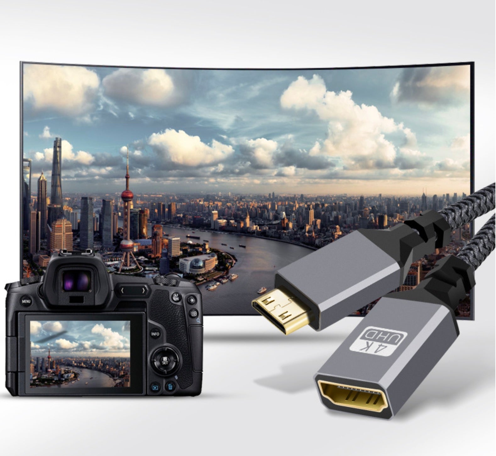 Mini HDMI Male to Standard HDMI Female Cable 4K@60Hz 0.2m
