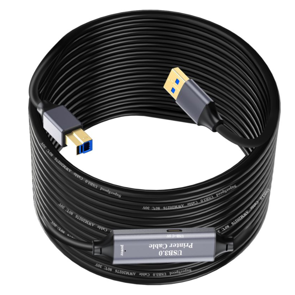 USB 3.0 A Male to B Male Extra Long Cable For Printers, Scanners, External Hard Drives
