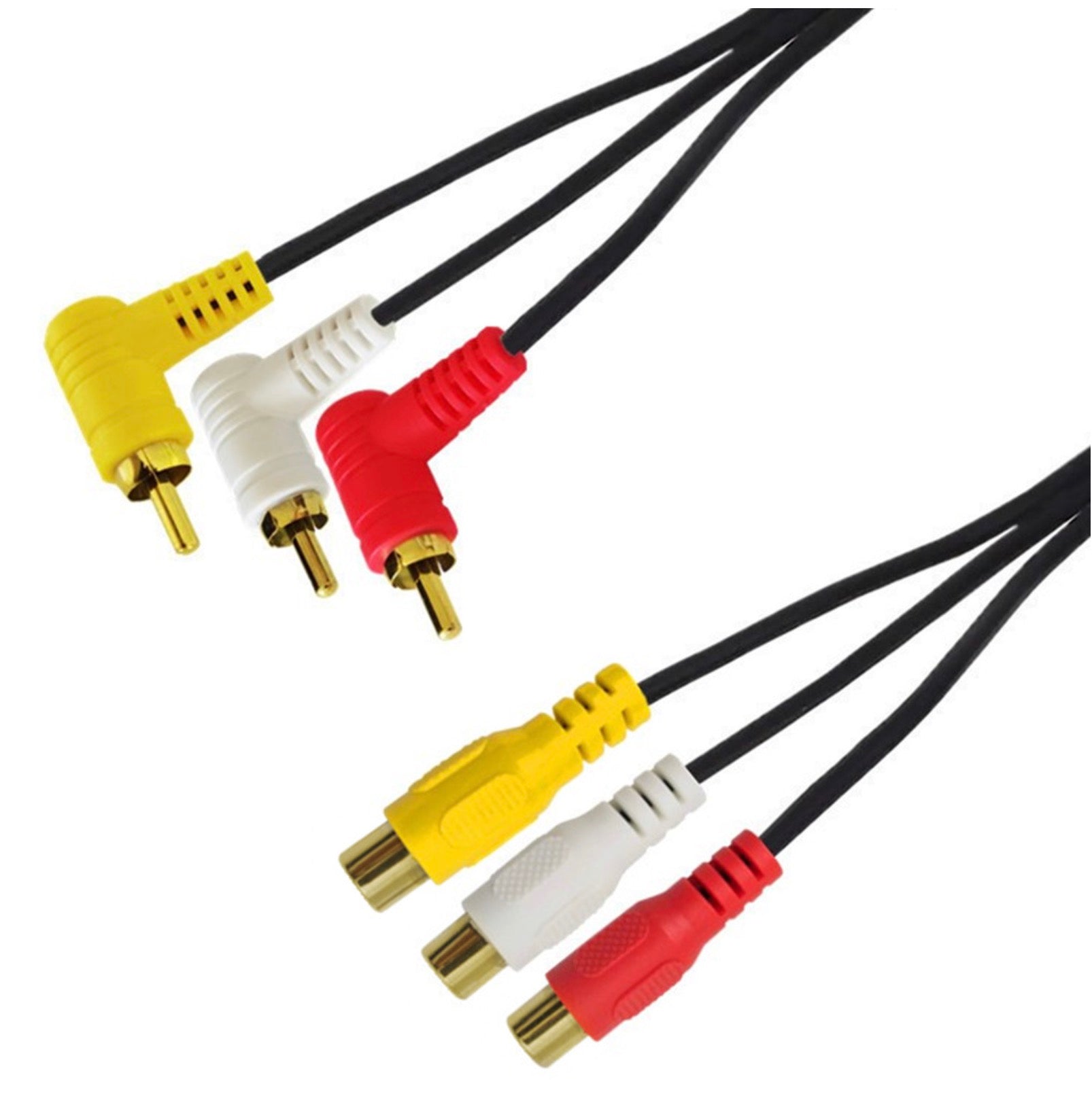 3 RCA Male to 3 RCA Female Audio Video Composite Extension Cable 1.5m