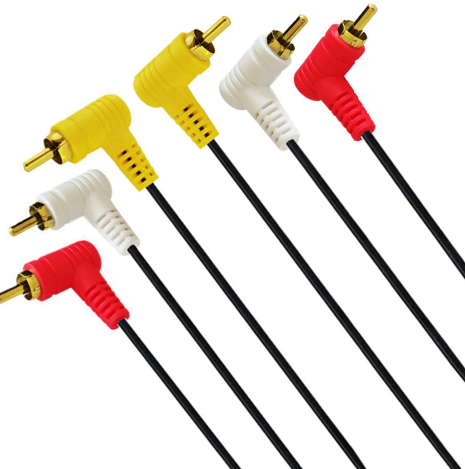 3 RCA Angled Male to Male Composite Video Audio Cable 1.5m