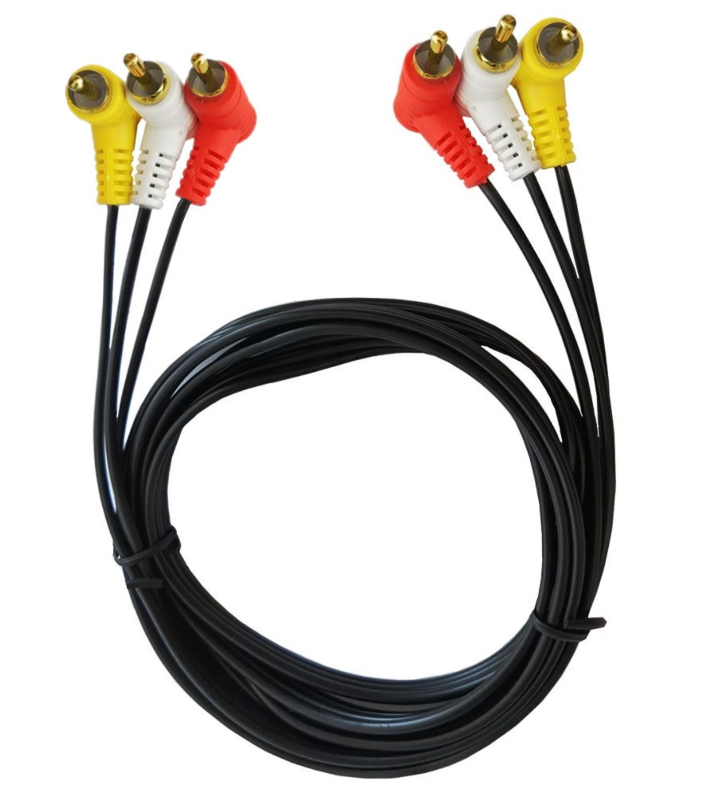 3 RCA Angled Male to Male Composite Video Audio Cable 1.5m