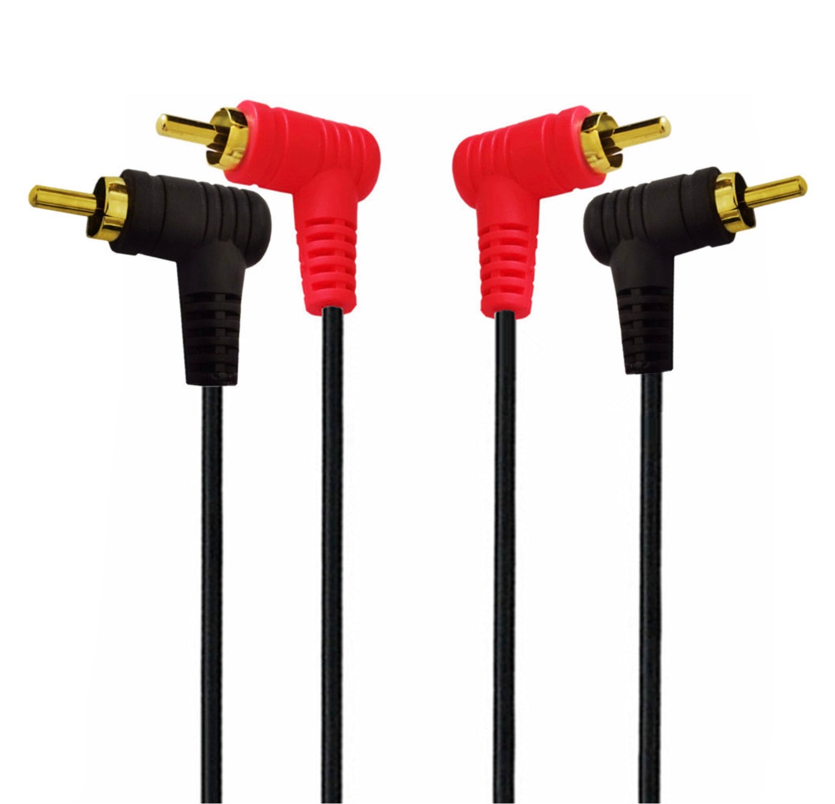 Dual RCA Angled Male to Angled Male Audio Stereo Subwoofer Cable 1m