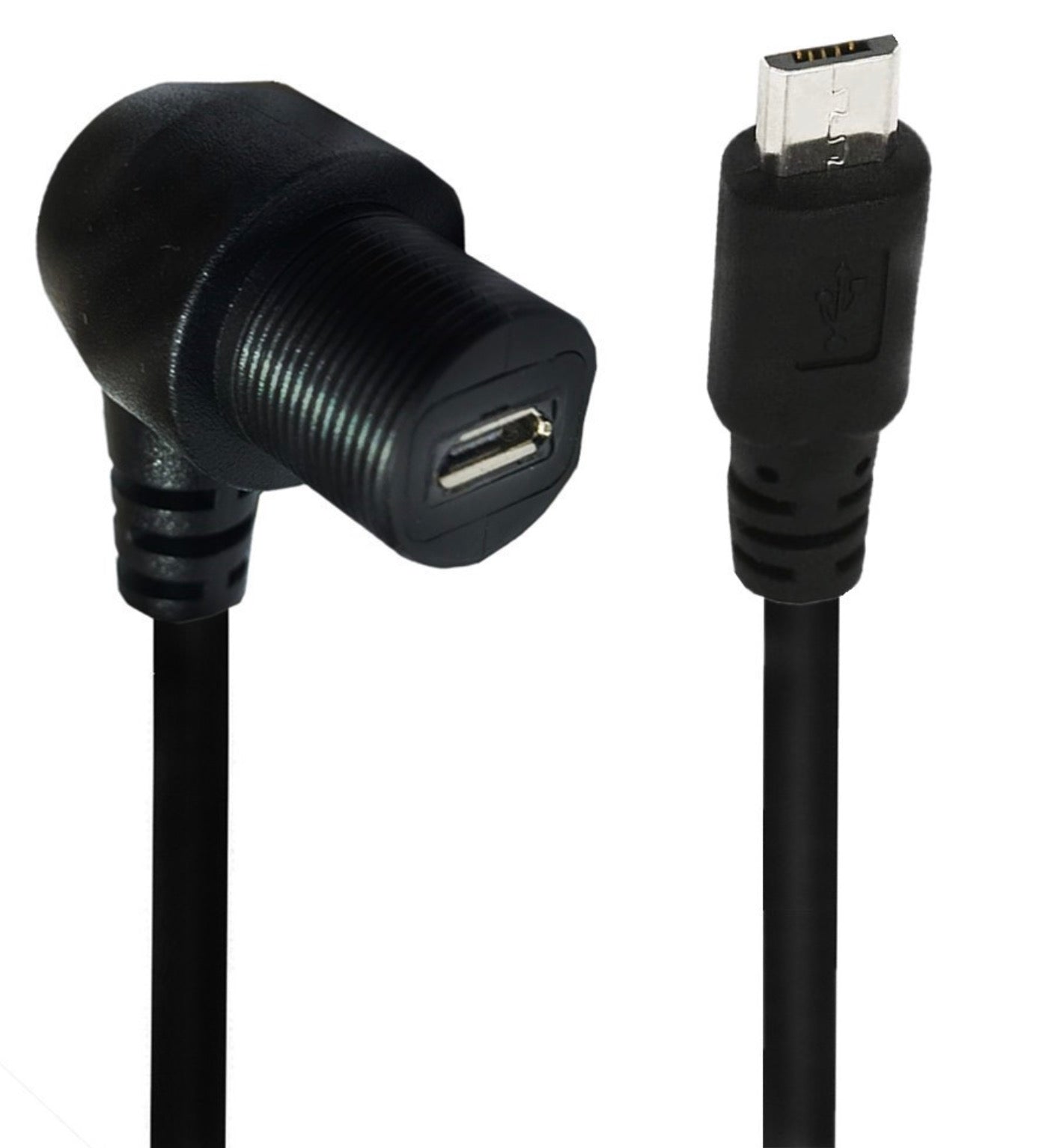 Micro USB 5 Pin Male to Female Flush Panel Mount Extension Cable 0.3m