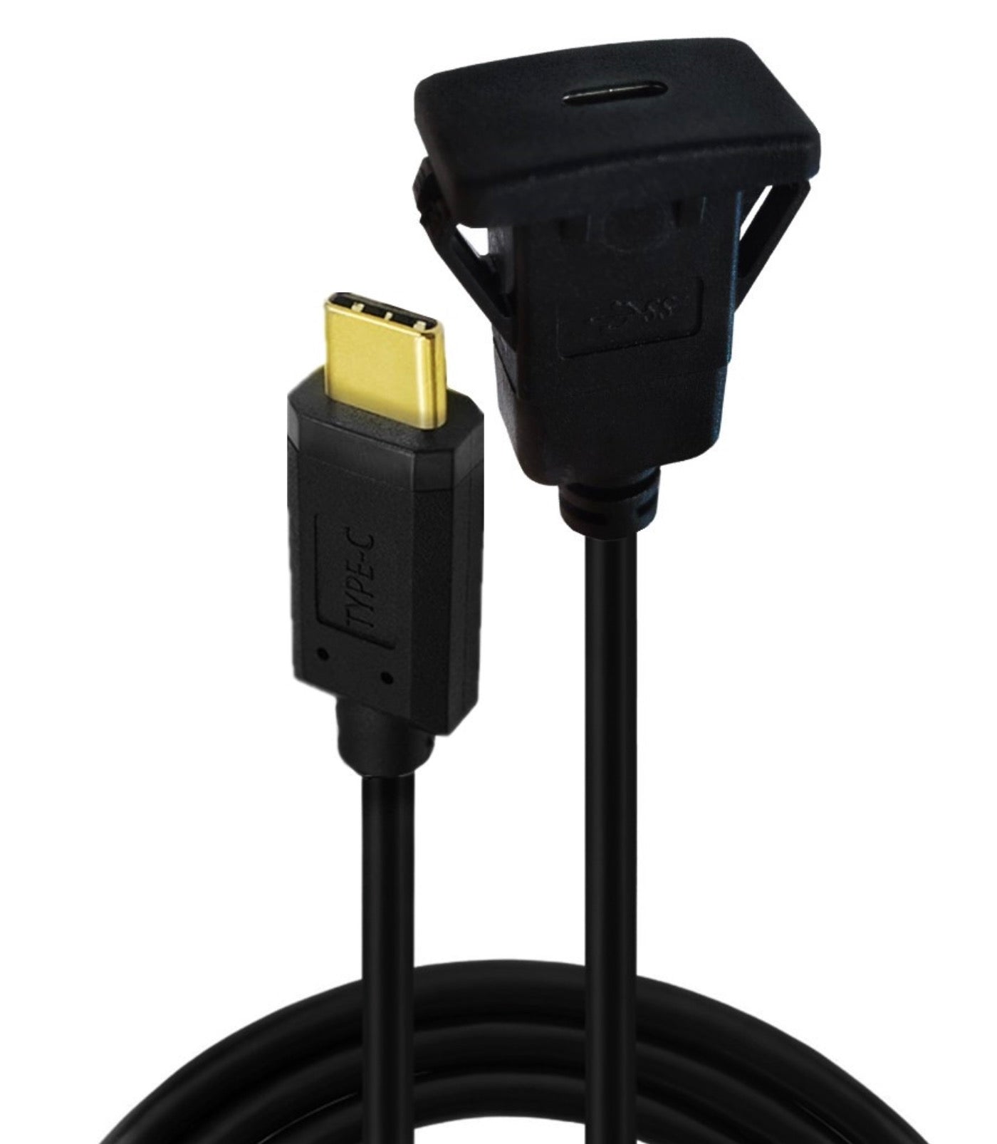 USB 3.1 Type C Male to Female Flush Panel Mount Extension Cable 3A 10Gb/s