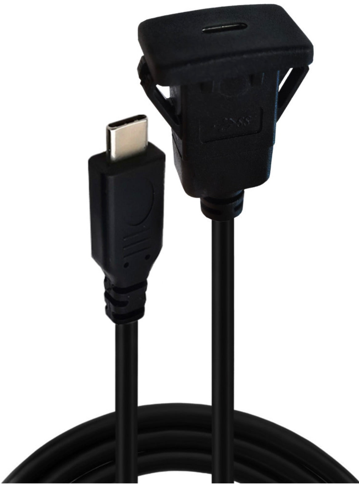 USB 2.0 Type C Male to Female Flush Panel Mount Extension Cable 480Mbps 1m