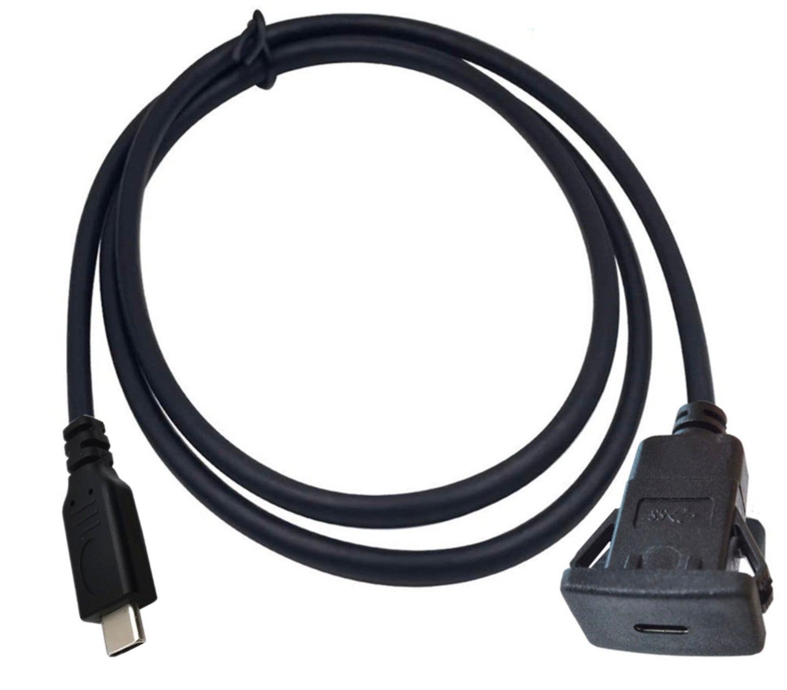 USB 2.0 Type C Male to Female Flush Panel Mount Extension Cable 480Mbps 1m