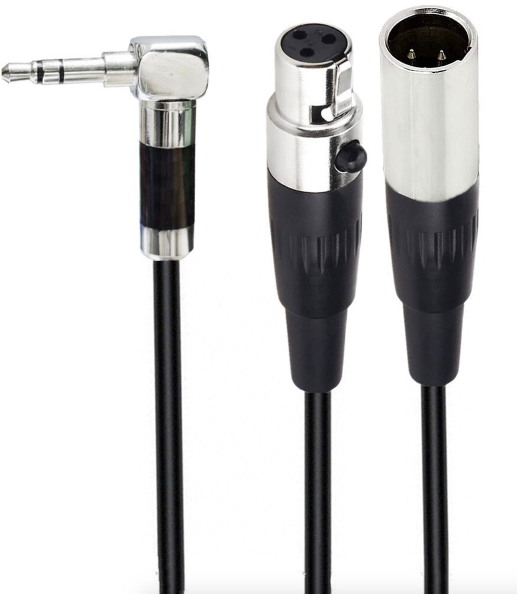 Mini 3-pin XLR Male + Female to 3.5mm 1/8" TRS Male Audio Cable