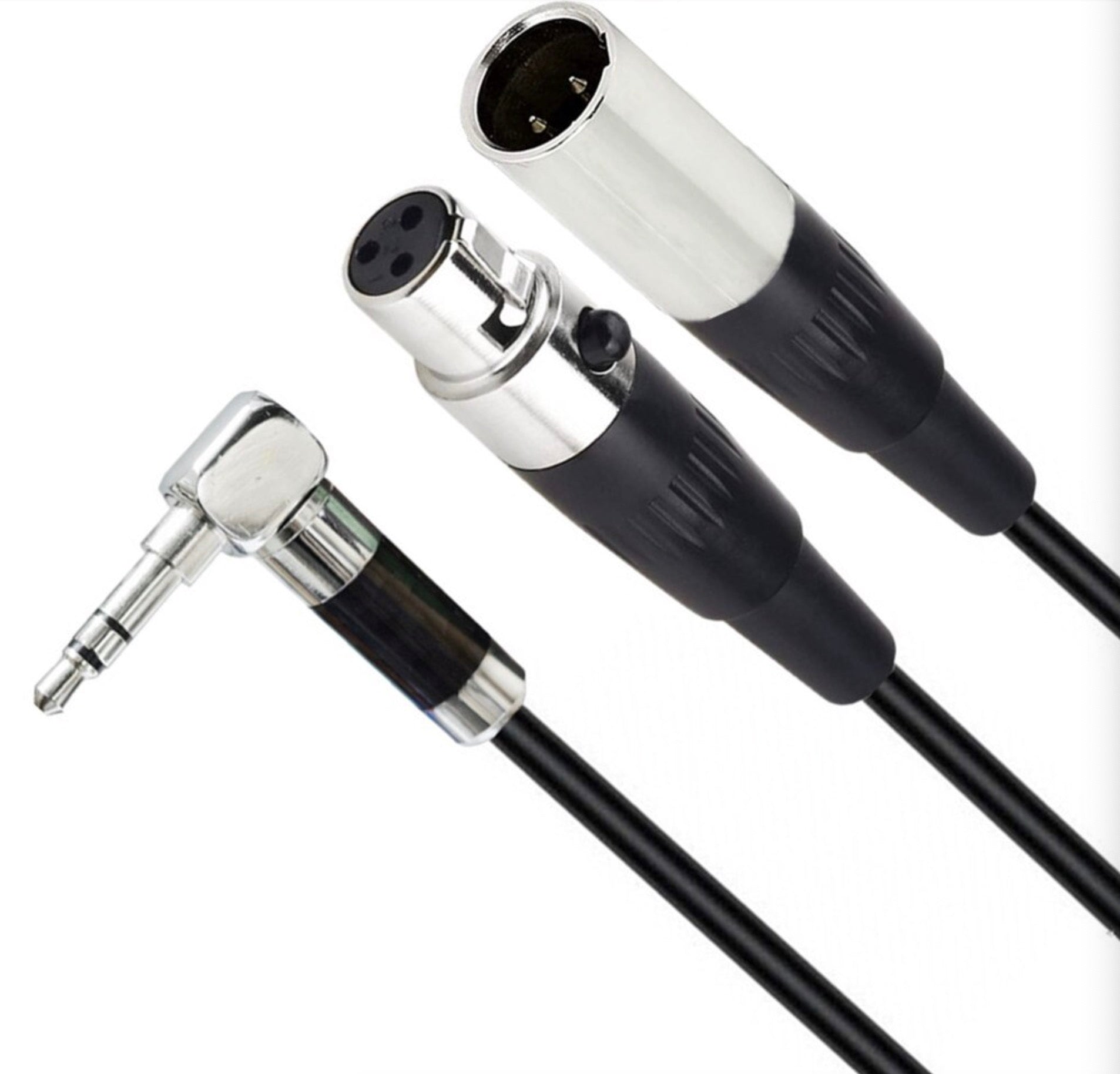 Mini 3-pin XLR Male + Female to 3.5mm 1/8" TRS Male Audio Cable