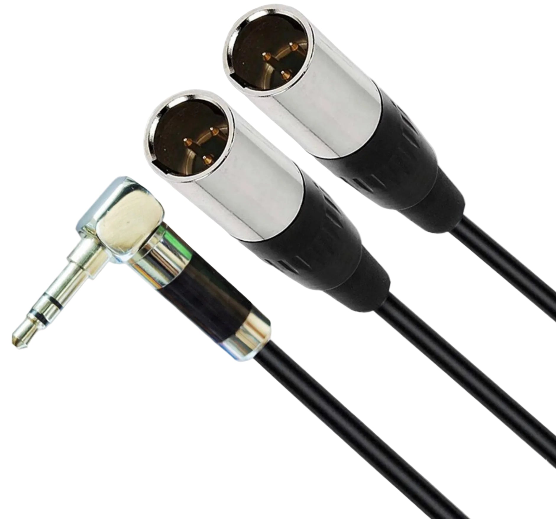Dual Mini 3-pin XLR Male to 3.5mm 1/8" TRS Male Audio Cable
