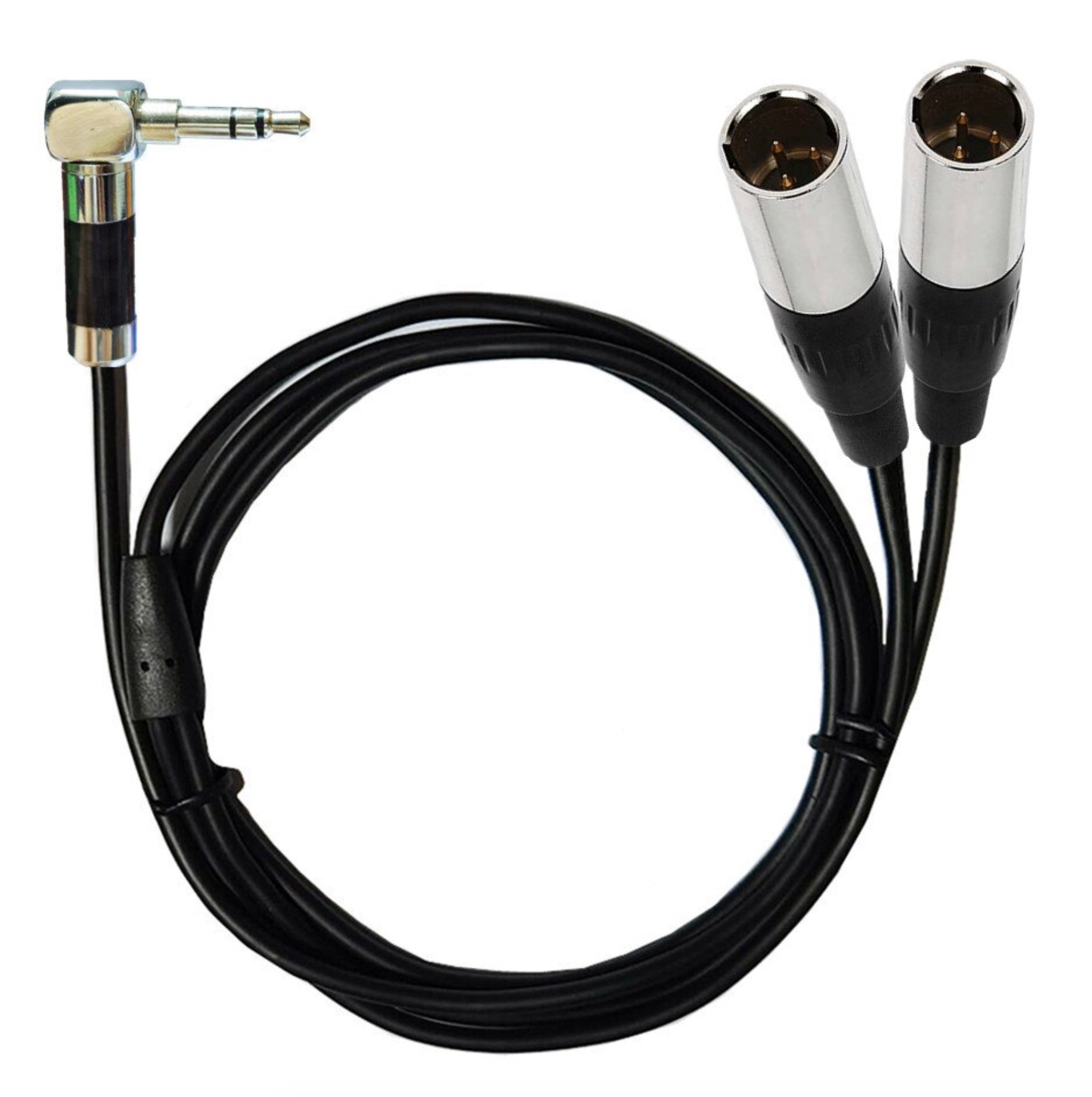 Dual Mini 3-pin XLR Male to 3.5mm 1/8" TRS Male Audio Cable