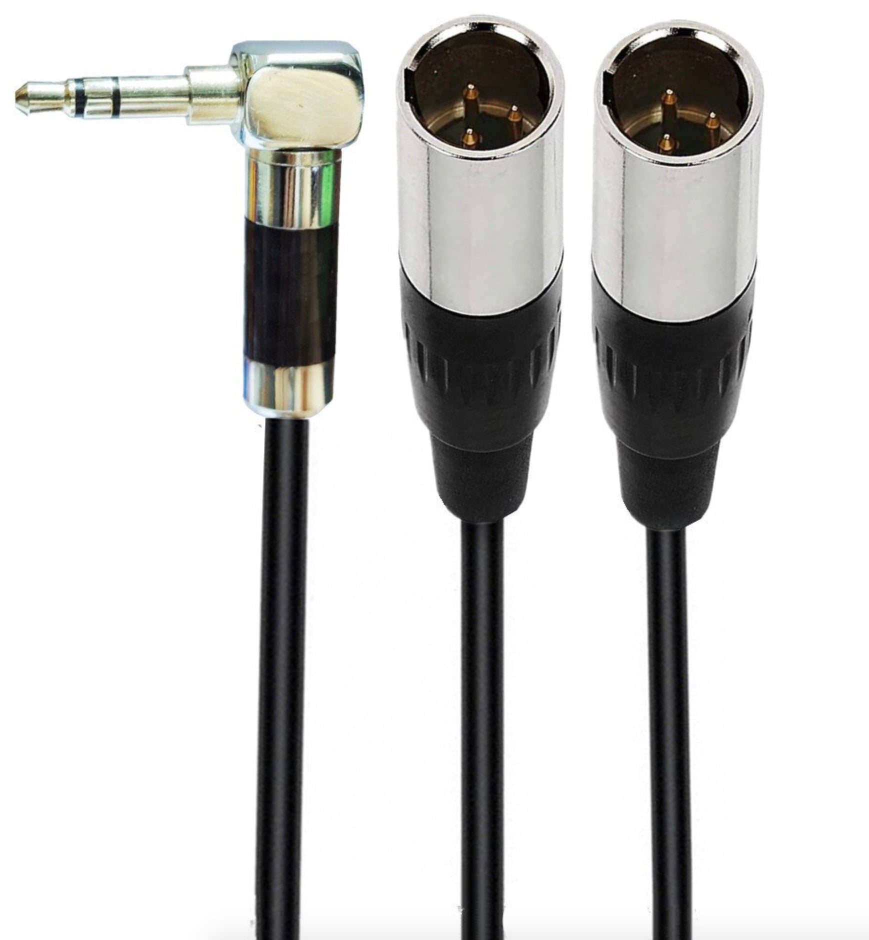 Dual Mini 3-pin XLR Male to 3.5mm 1/8" TRS Male Audio Cable