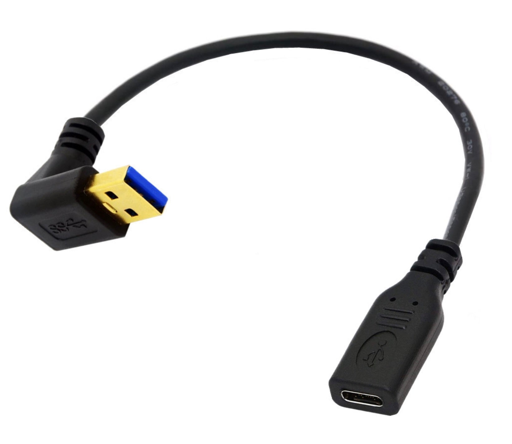 USB 3.0 Type A Male Angled to USB C Female Converter Cable 5Gbps 0.2m